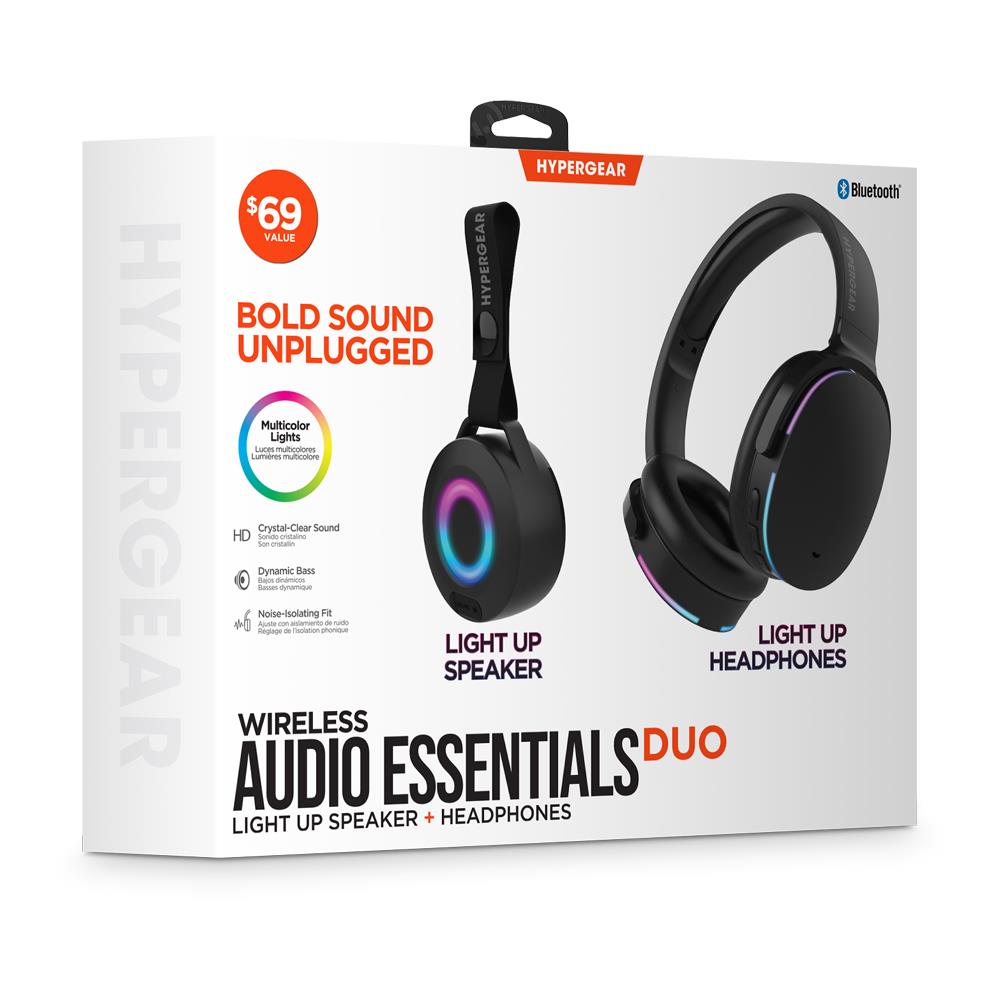 HyperGear Wireless Audio Essentials Duo: Light-Up Speaker + Headphones