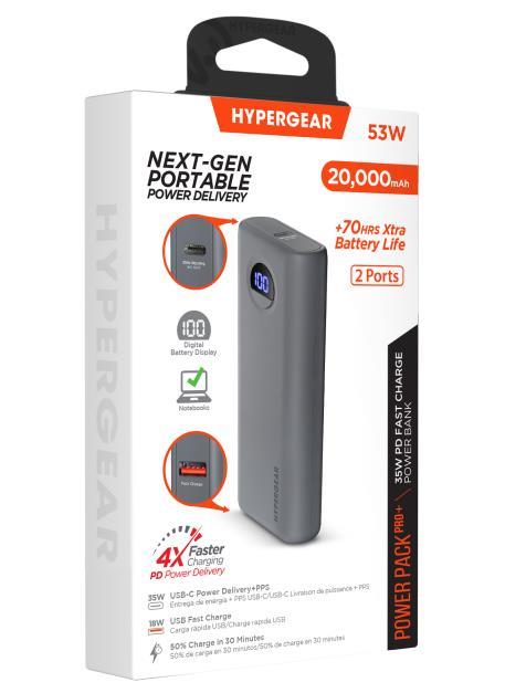 HyperGear 20,000mAh 35W PD W/Digital Power Bank Grey