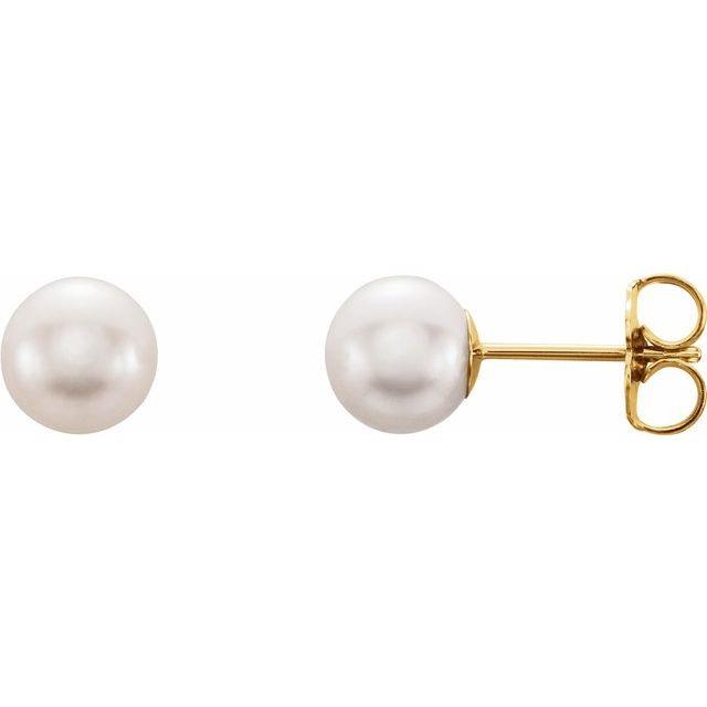 14K Y 6-6.5 Mm CFW Pearl Earrings