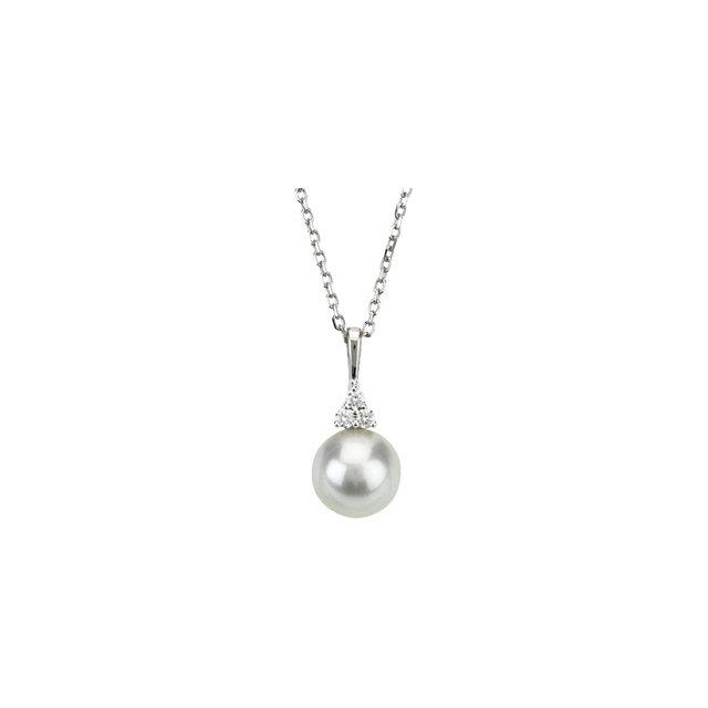 14K White Gold Freshwater Cultured Pearl & .06 CTW Diamond 18