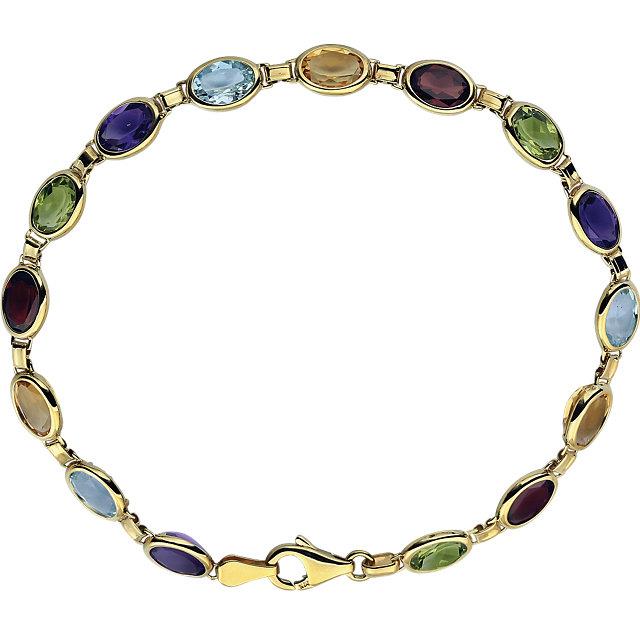 14K Yellow Gold Genuine Multi-Gemstone 7.25 