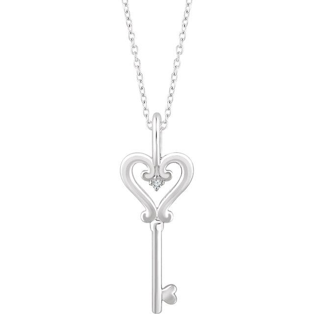Sterling Silver .006 CT Diamond Key 16-18