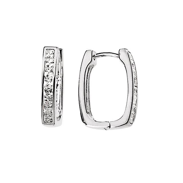 Sterling Silver Cubic Zirconia Hoop Earrings