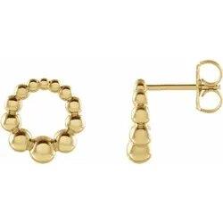 14K Yellow Beaded Hoop Earrings