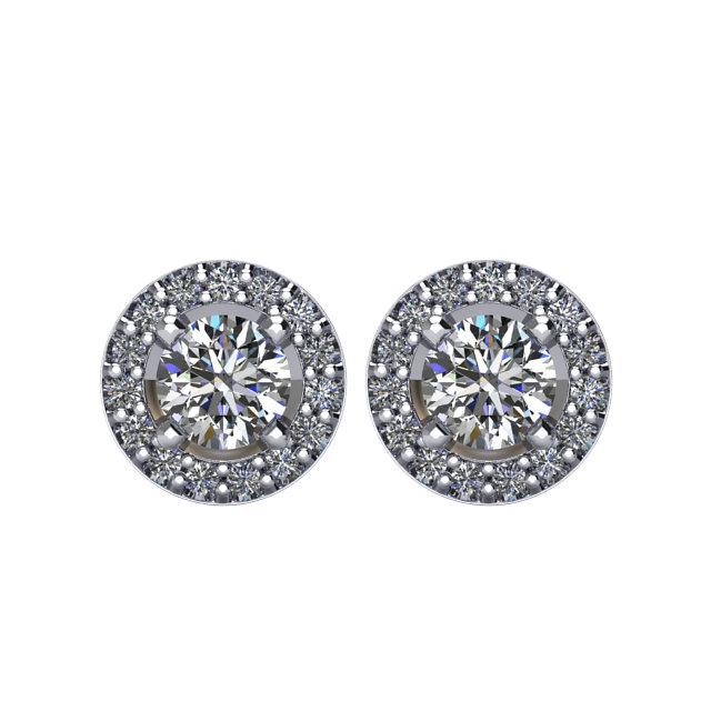 14K White 7/8 CTW Diamond Halo Earrings