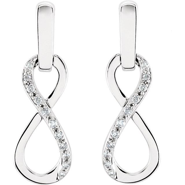 14k White 1/10 CTW Diamond Infinity-Inspired Earrings