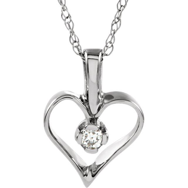 14K White .03 CTW Diamond Heart 18