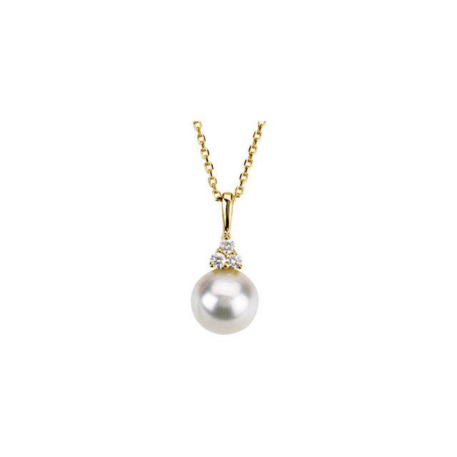 14K Yellow  Freshwater Cultured Pearl & .06 CTW Diamond 18