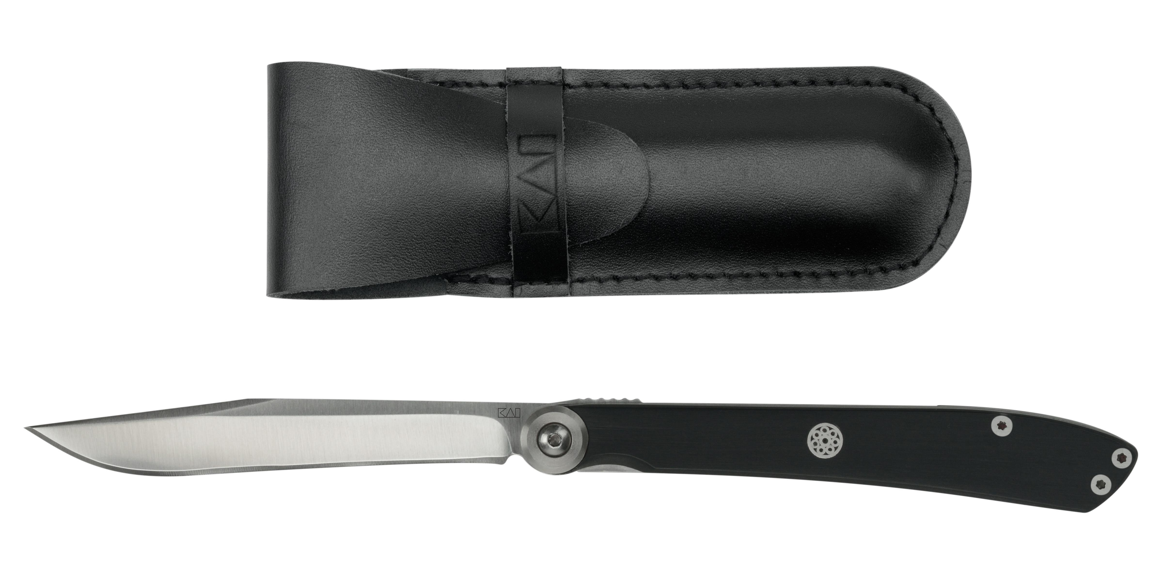 Personal Folding Steak Knife With Leather Sheath