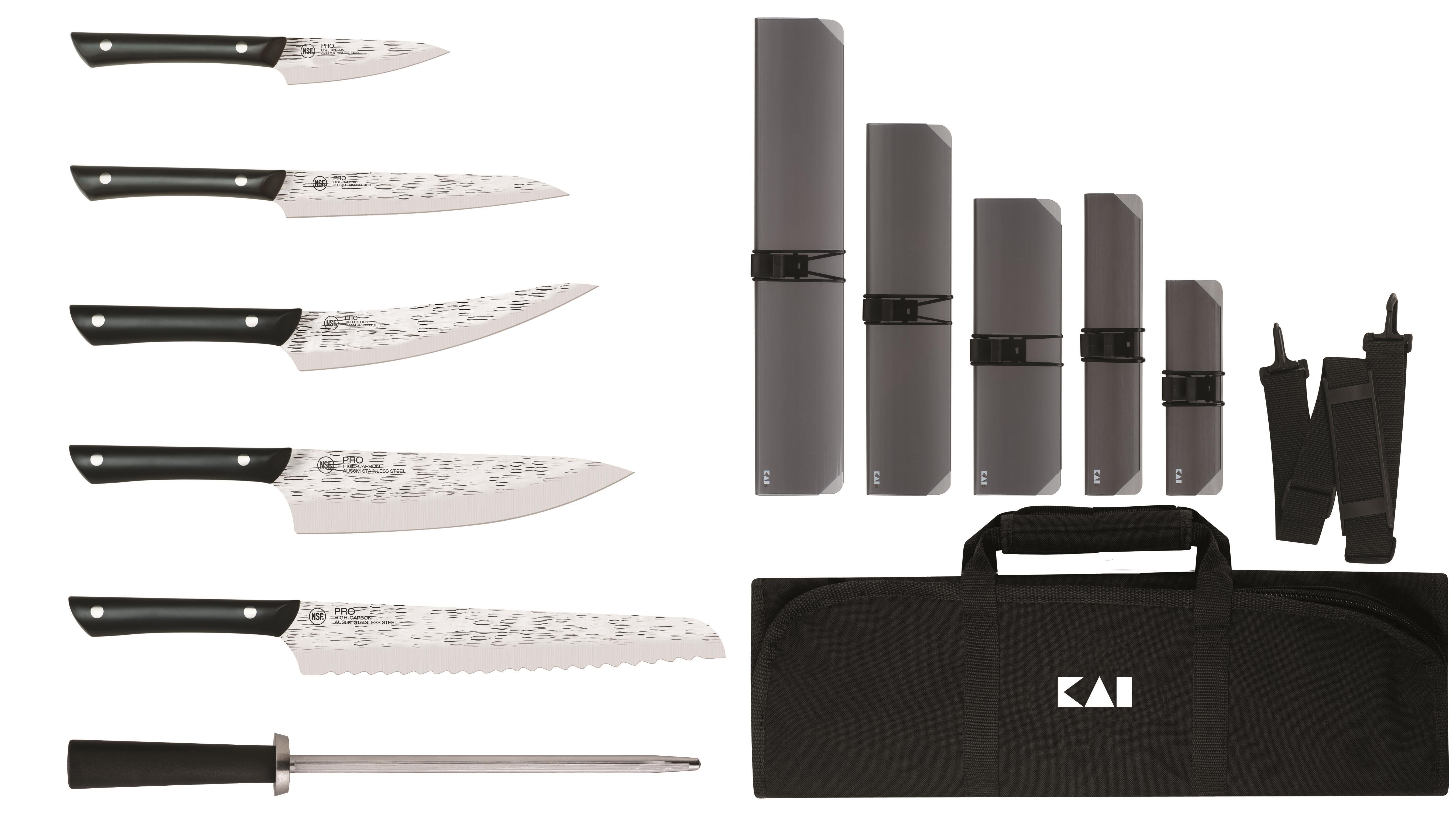 Kai Professional 7-Piece Culinary Set In 8-Slot Kai Knife Roll
