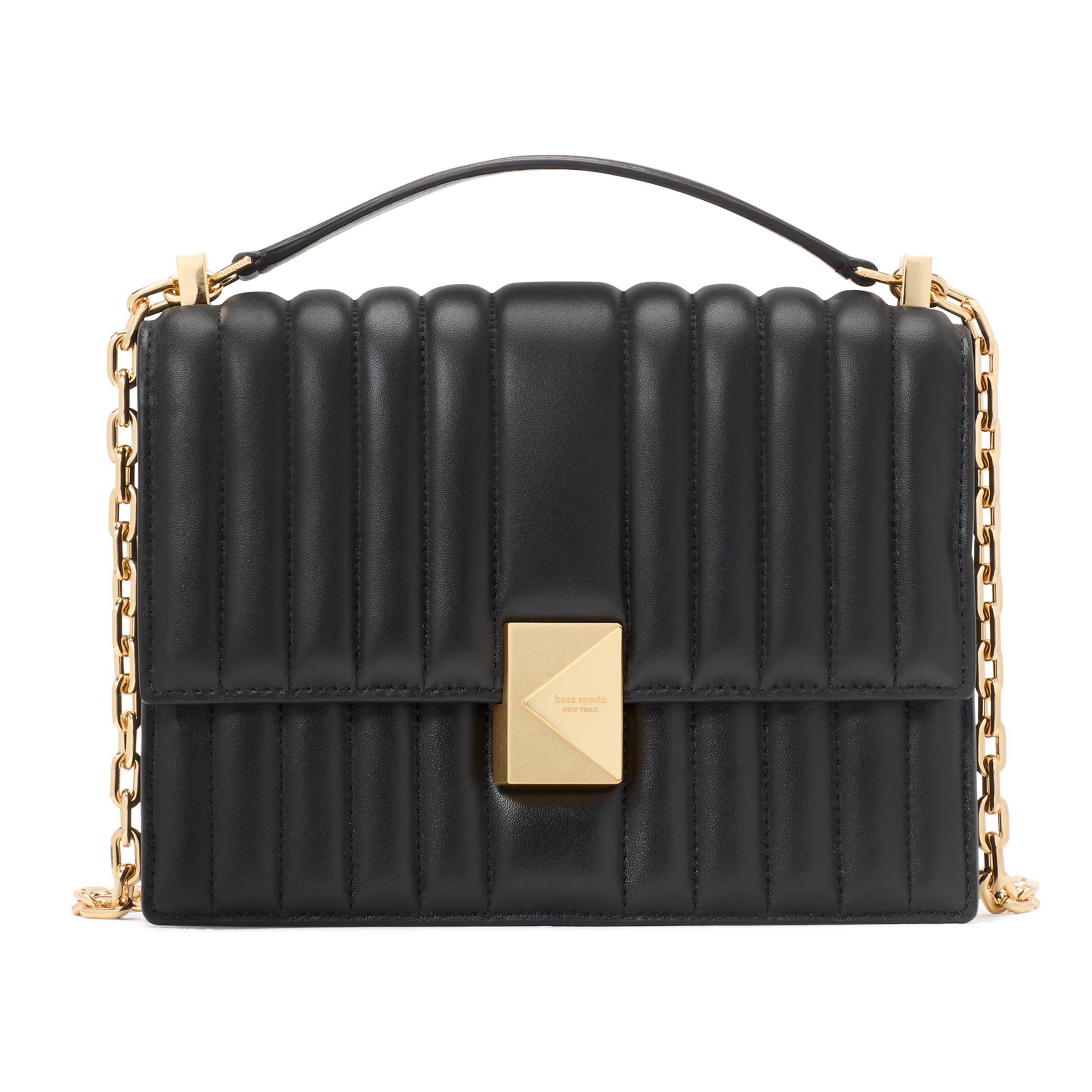 Deco Quilted Chain Shoulder Bag - Black