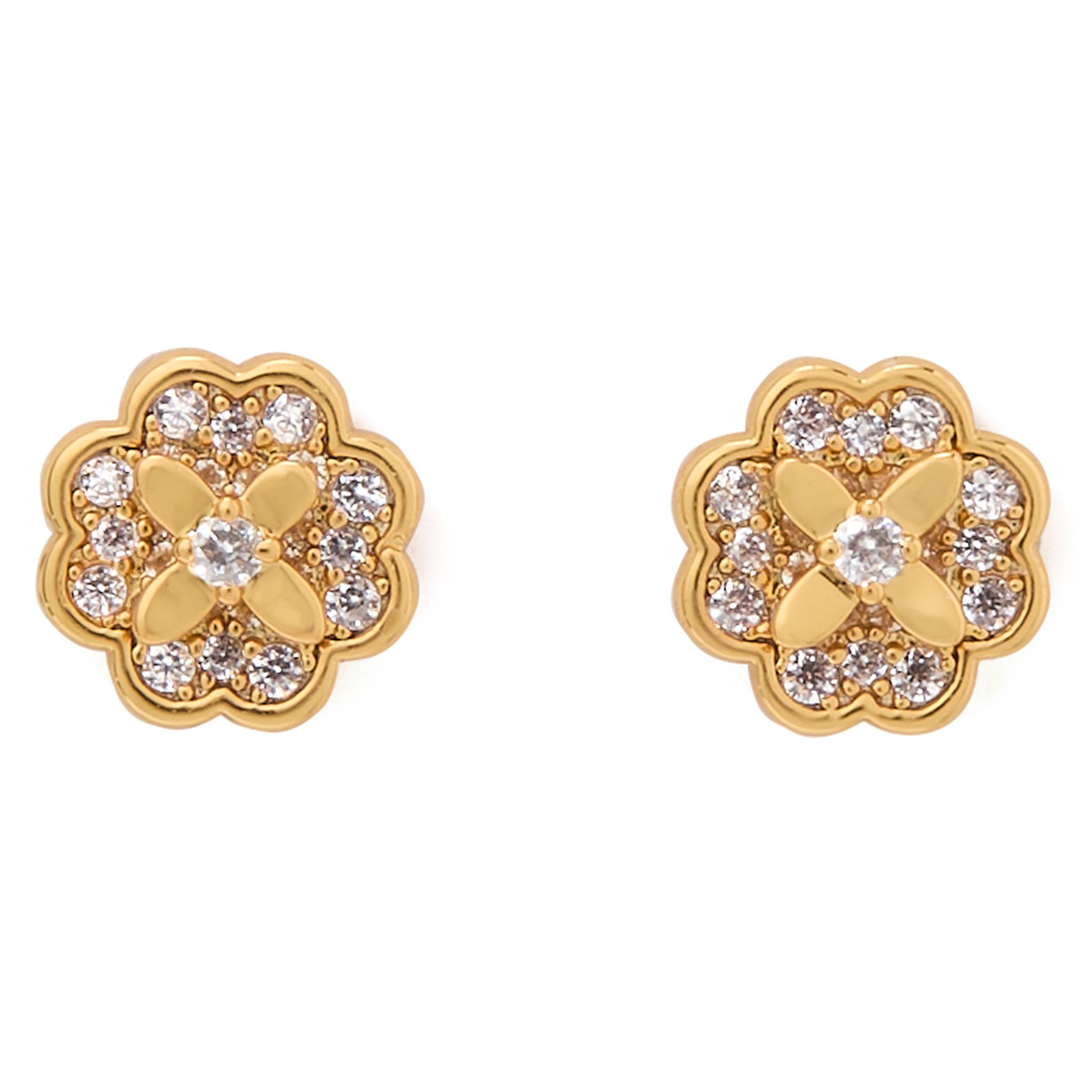 Heritage Bloom Mini Studs - Clear/Gold