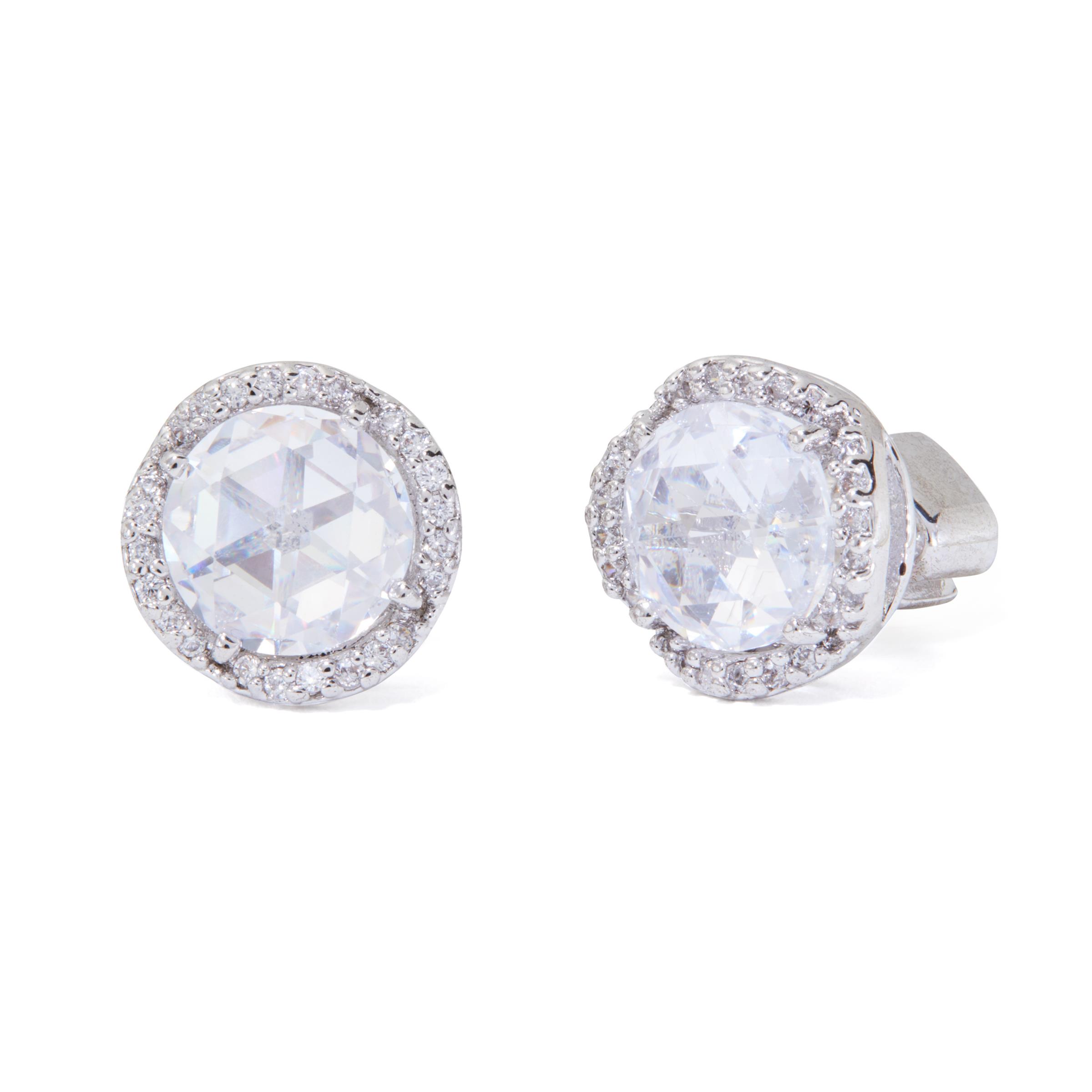 That Sparkle Pave Round Large Studs - Clear, Silver