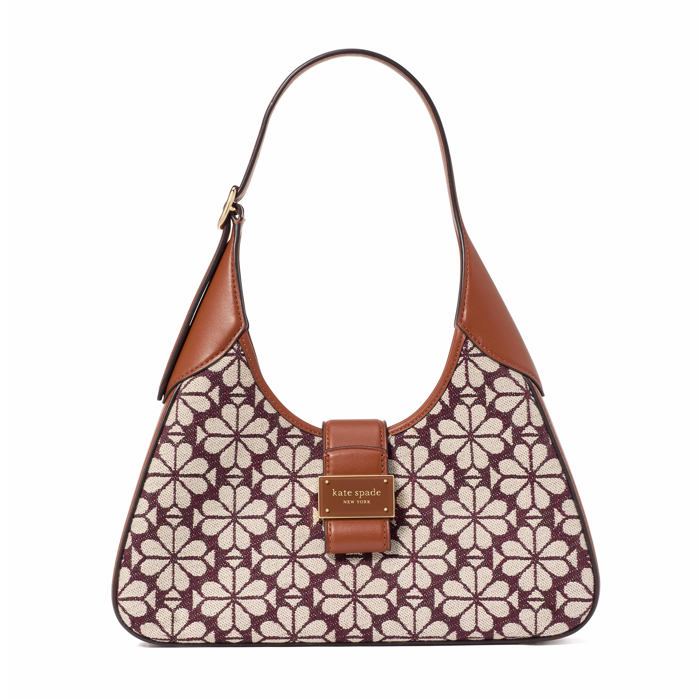 Spade Flower Jacquard Nouveau Shoulder Bag - Burgundy Multi