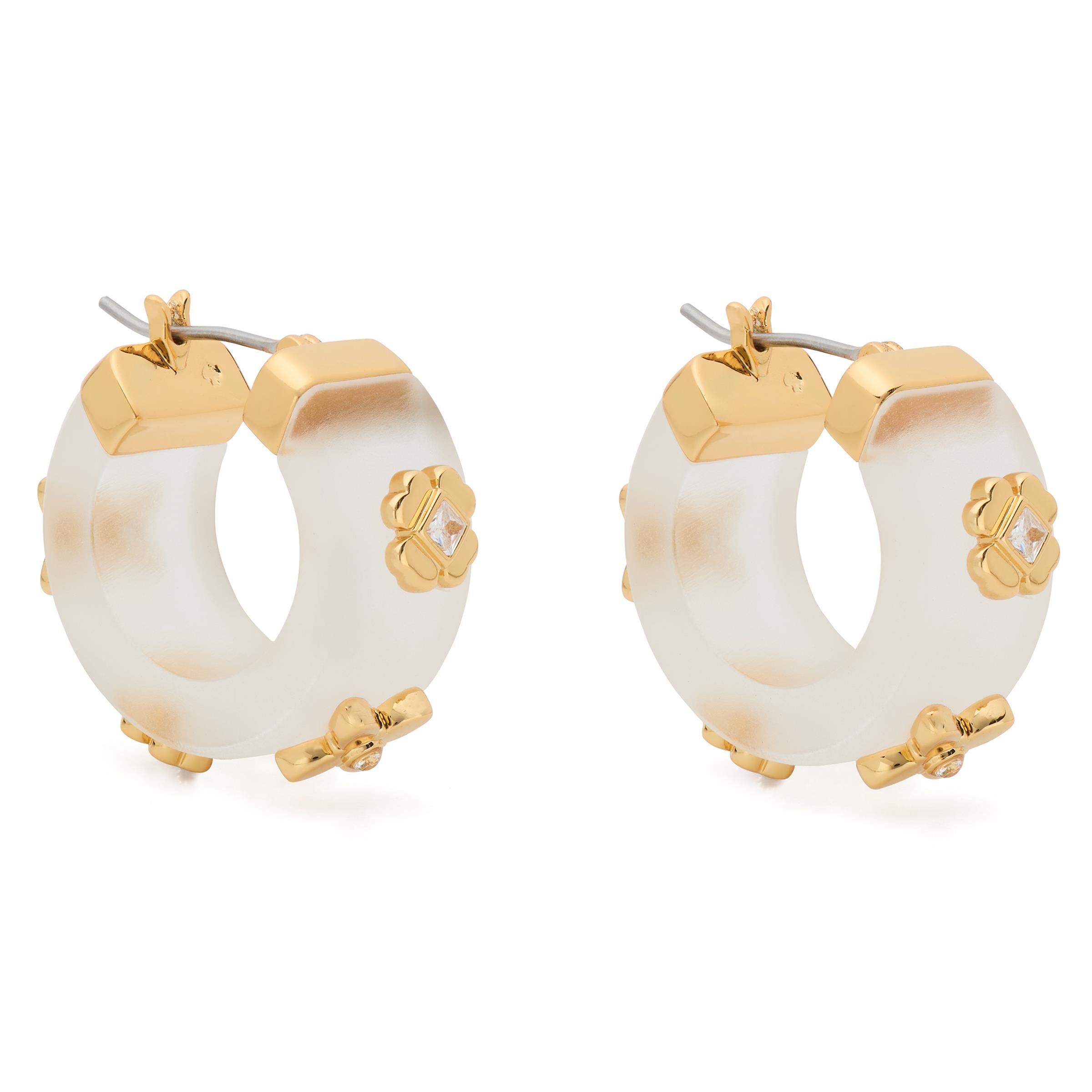 Heritage Bloom Small Hoops - Clear/Gold