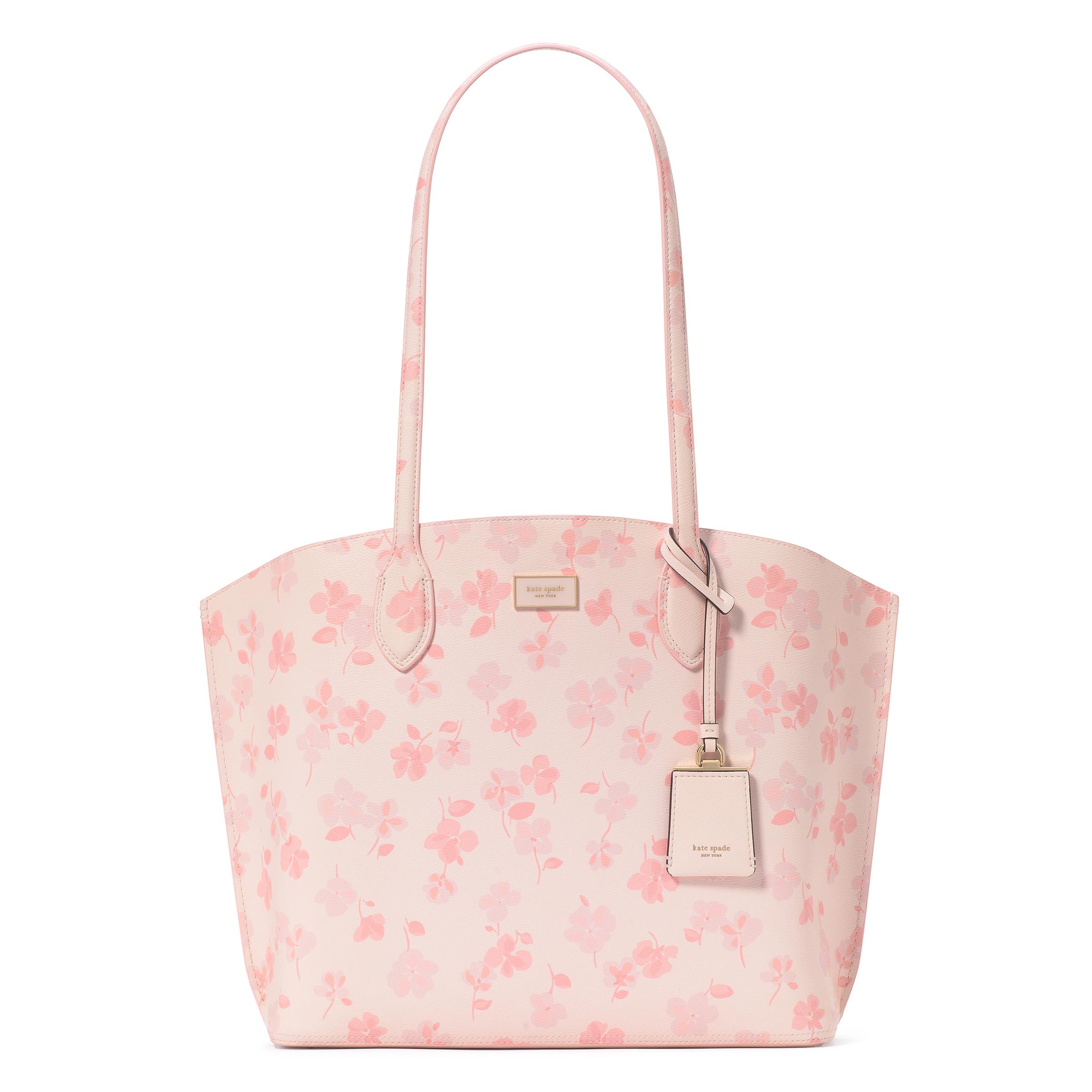 Suite Spring Pansies PVC Large Open Tote - Blush Cloud Multi