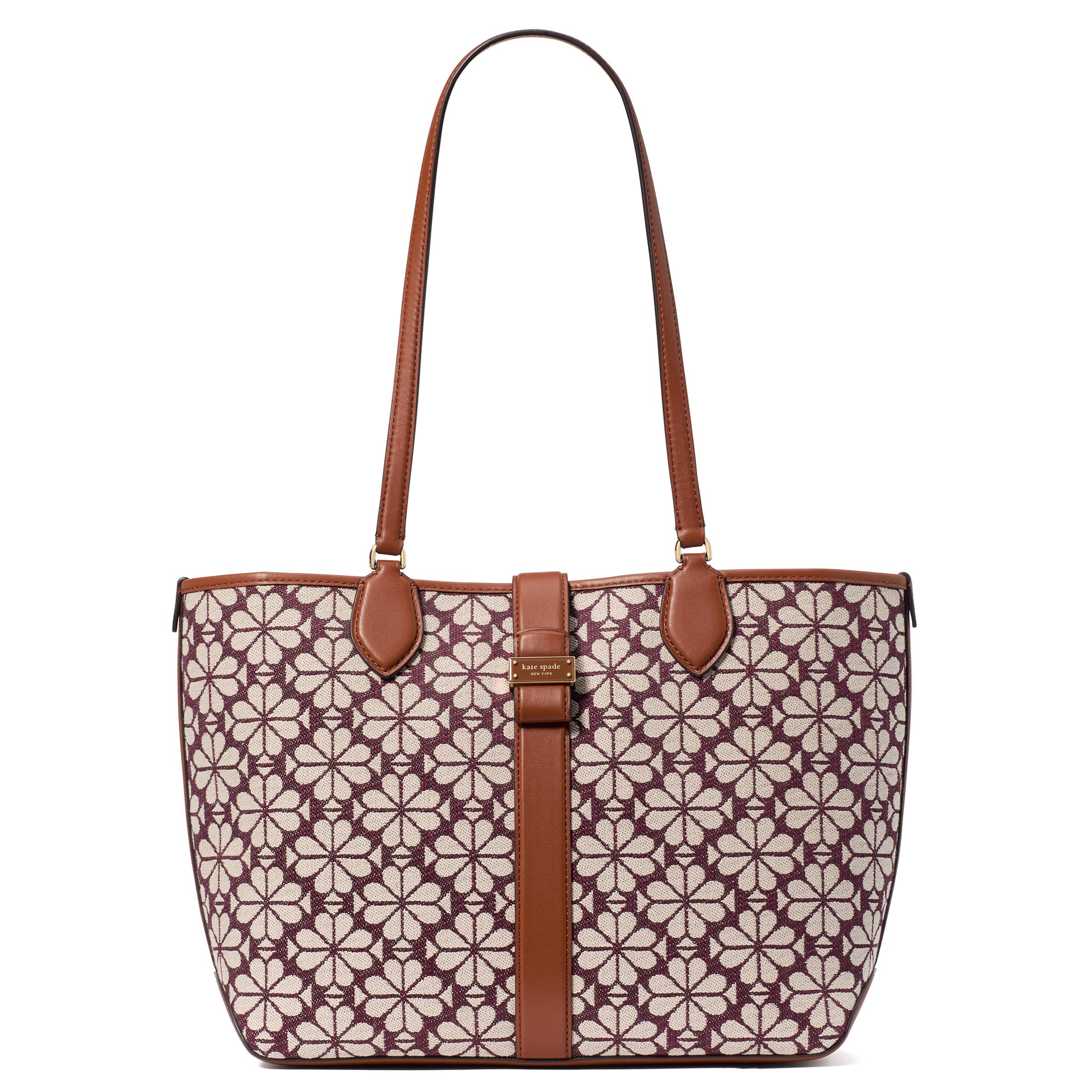 Spade Flower Jacquard Medium Tote - Burgundy Multi