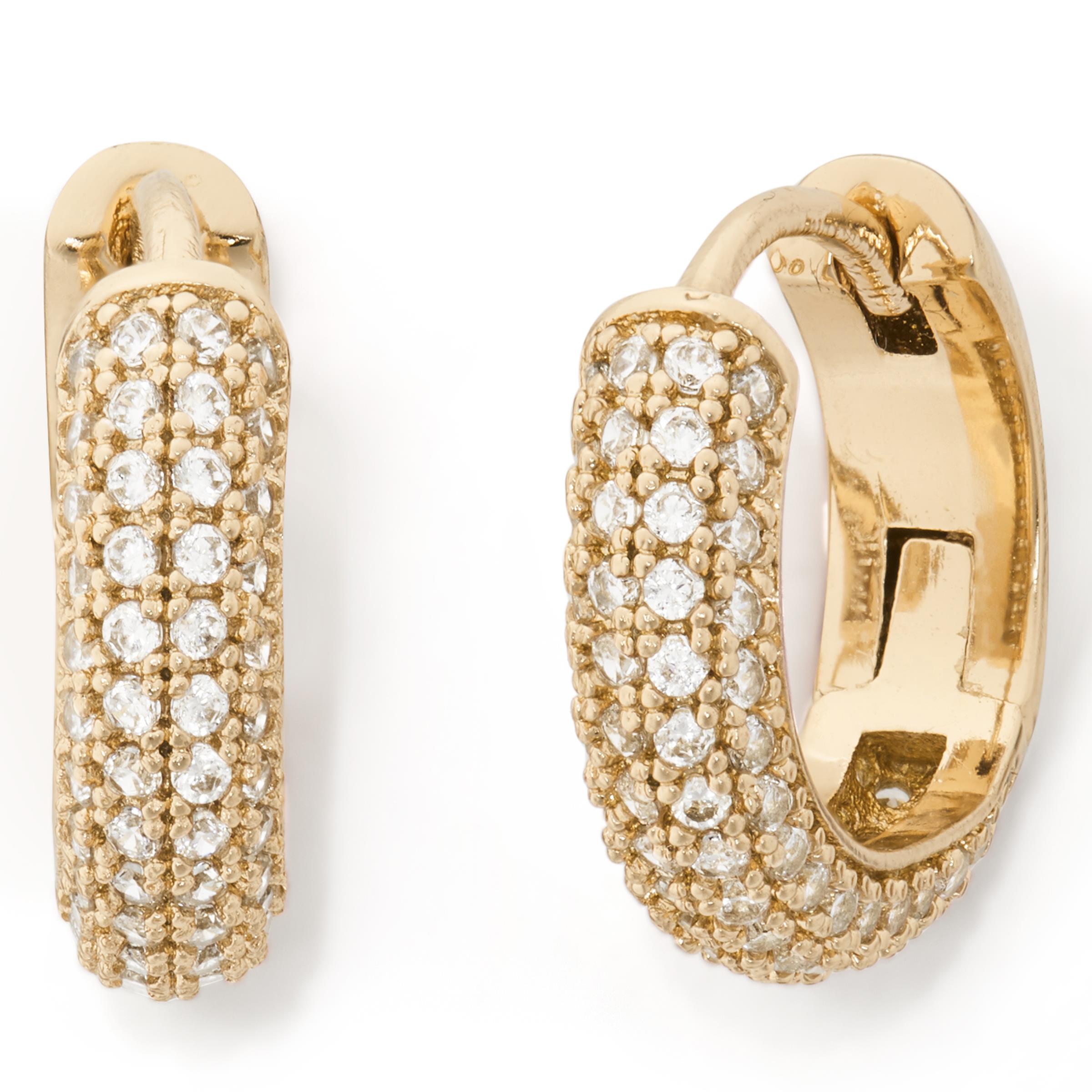 Brilliant Statements Pave Mini Huggies - Clear/Gold