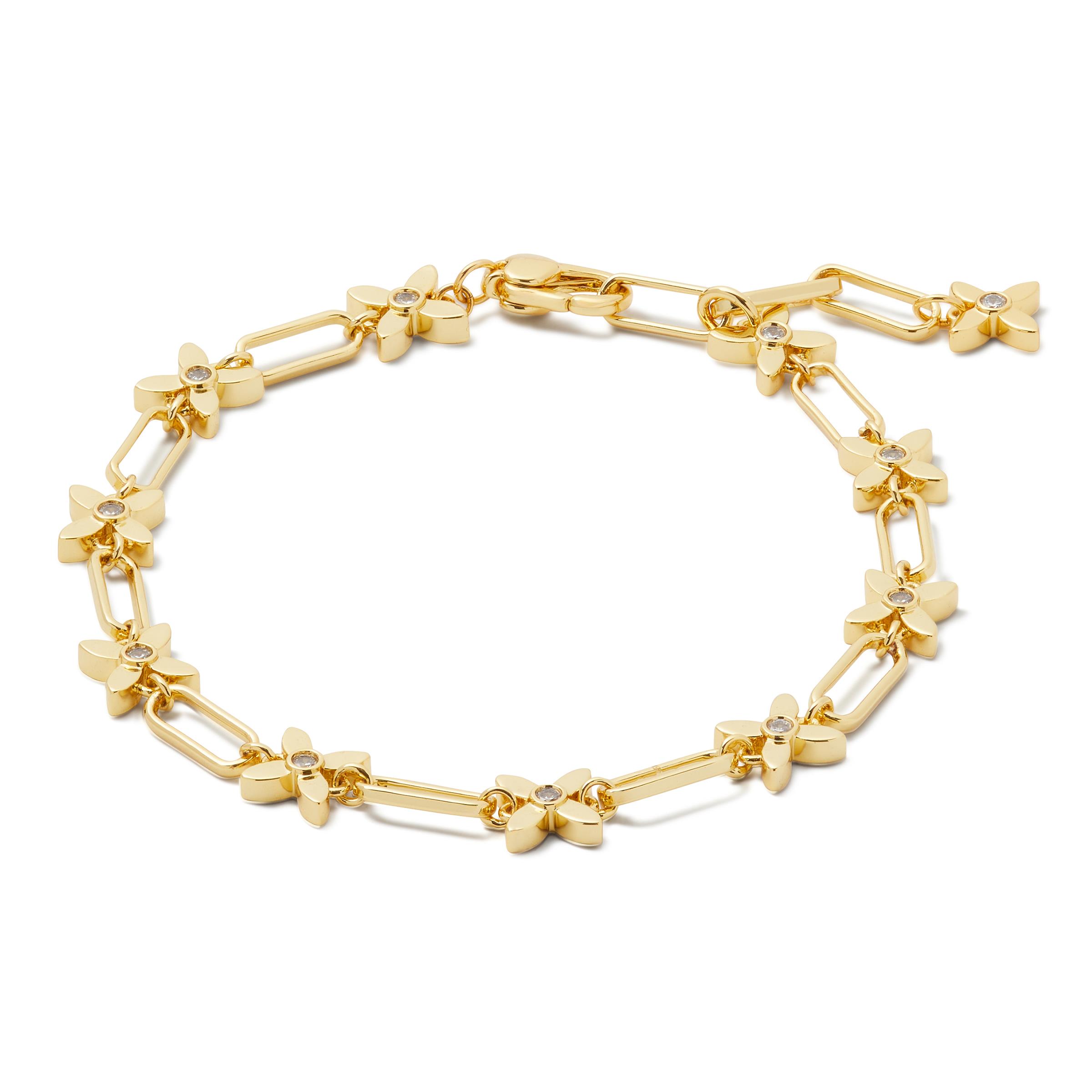 Heritage Bloom Line Bracelet - Clear/Gold