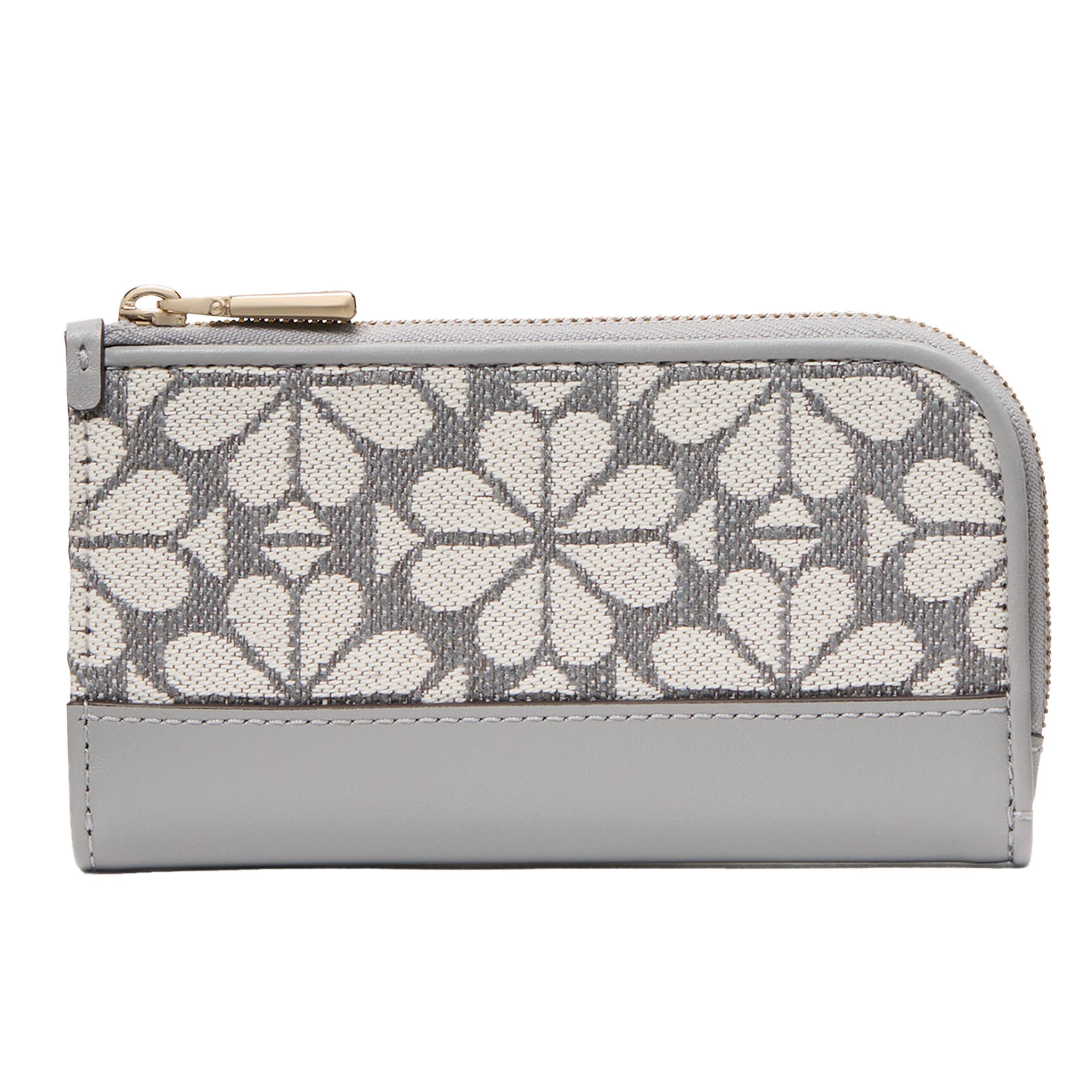 Devin Spade Flower Jacquard Small Slim Bifold Wallet - Grey Multi