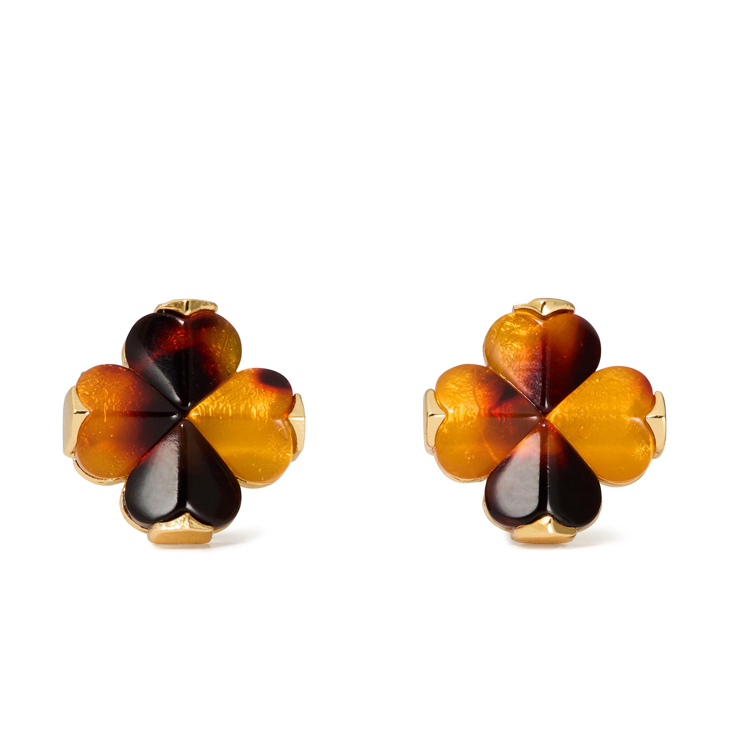 Spade Flower Studs -Tortoise