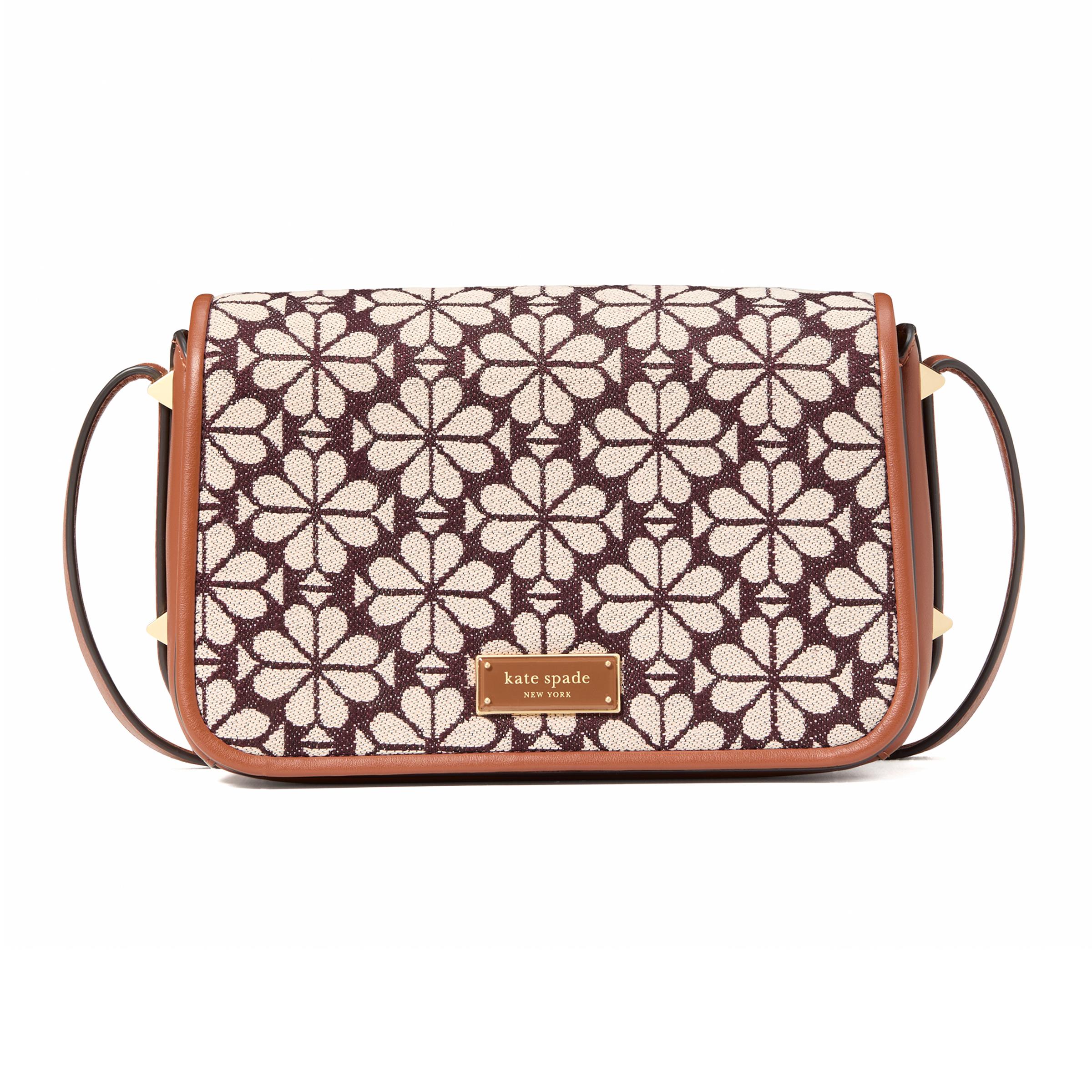 Spade Flower Jacquard Liv Flap Crossbody - Burgundy Multi