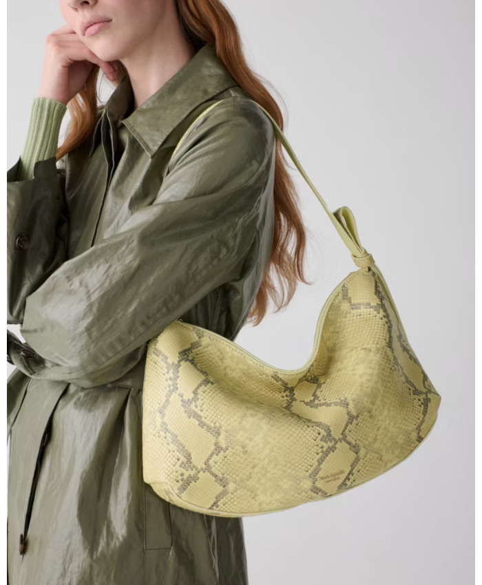 Loop Snake Embossed Large Shoulder Bag
