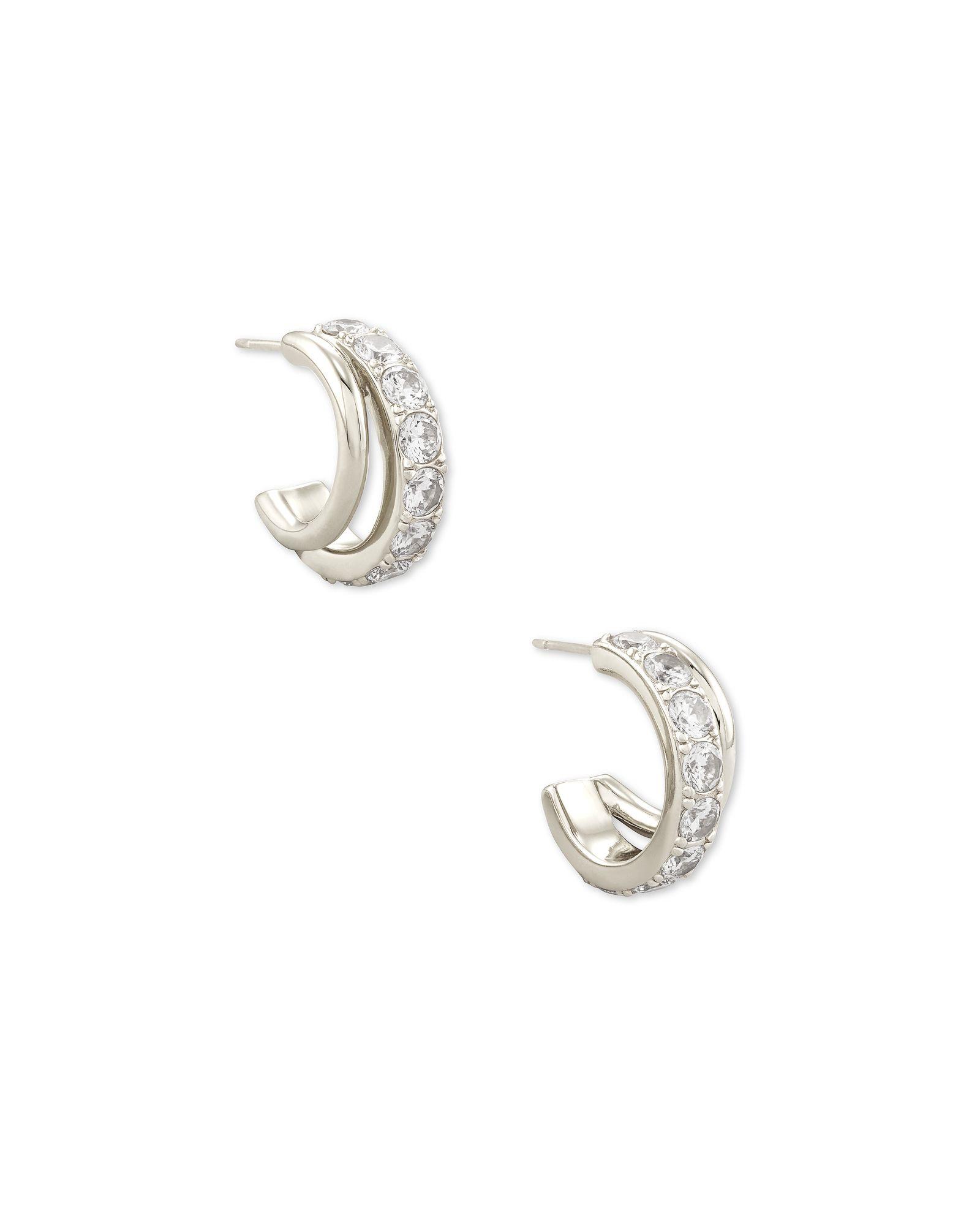 Livy Huggie Earrings Rhodium