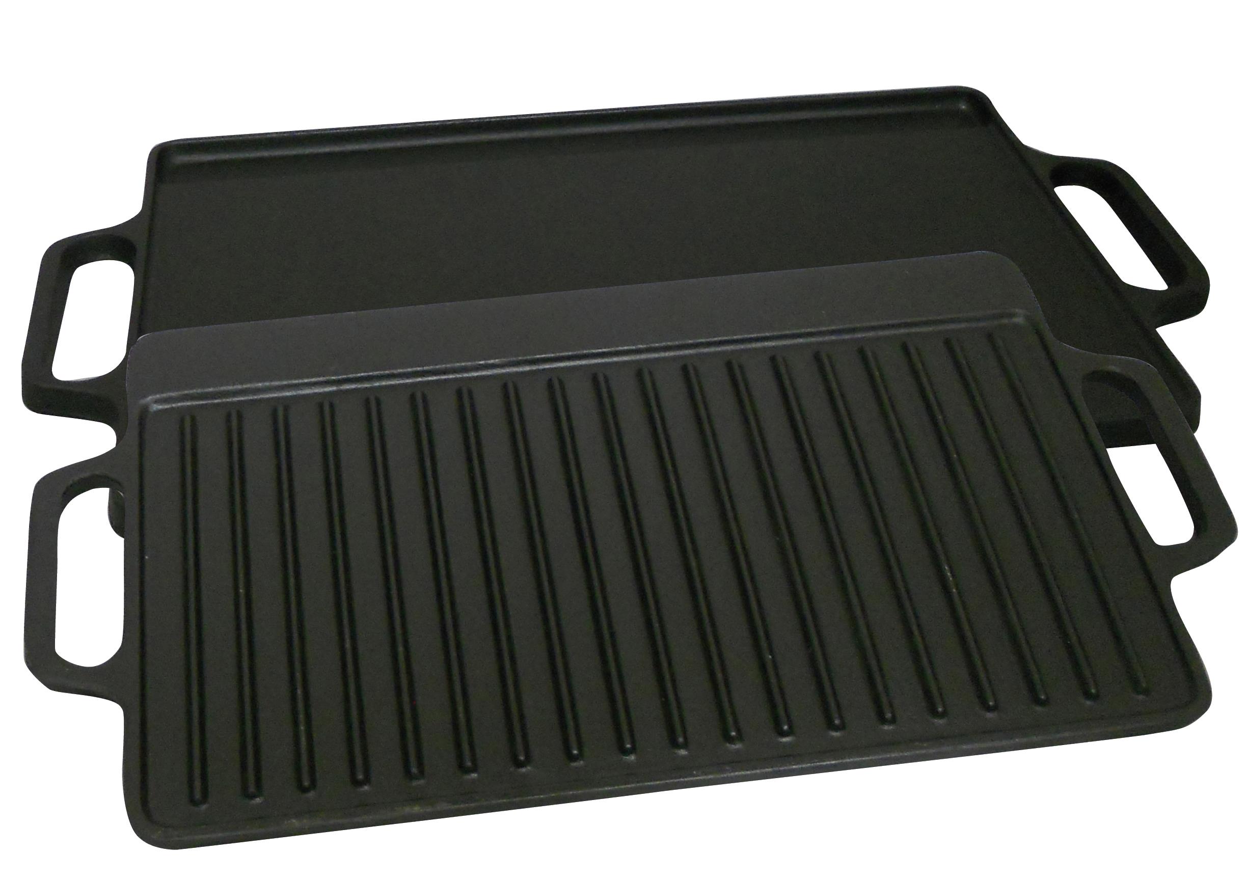 Pre-seasoned Cast Iron 2 Sided Griddle, 15.75-Inch