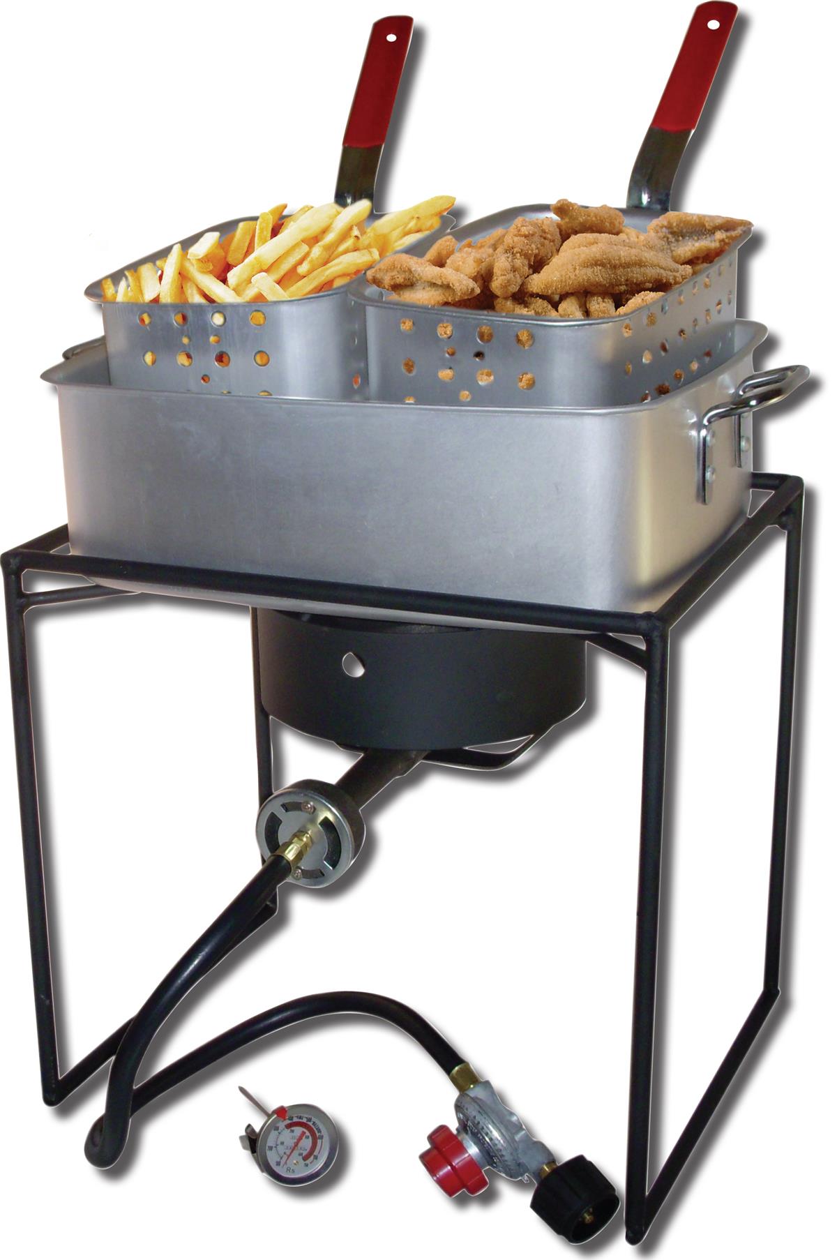16-Inch Propane Outdoor Cooker With Aluminum Pan And 2 Frying Baskets