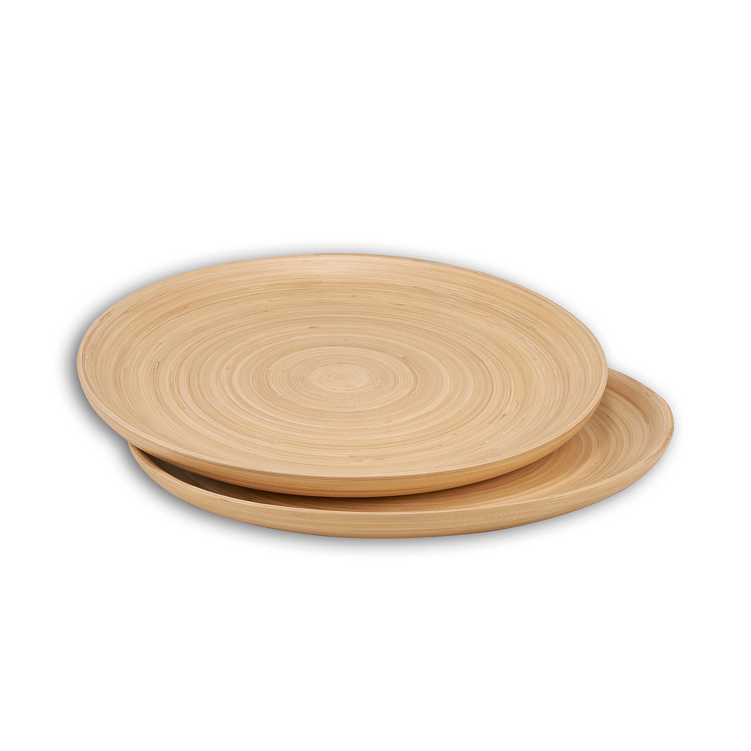 LEXA - 12-Inch Bamboo Serving Tray, Set Of 2 - Natural Bamboo