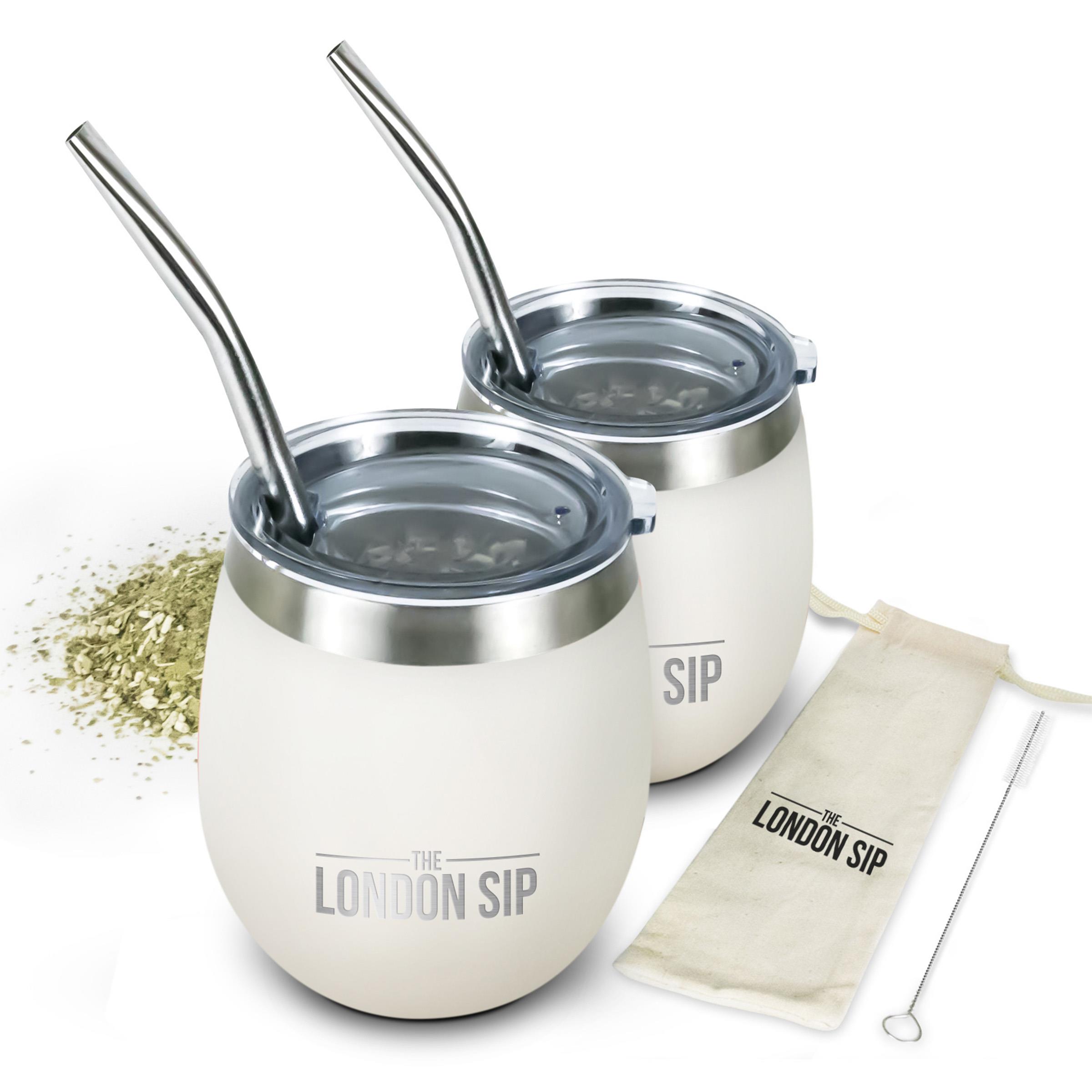 London Sip - 8oz Yerba Mate Cup, Set Of 2 - Pearl White