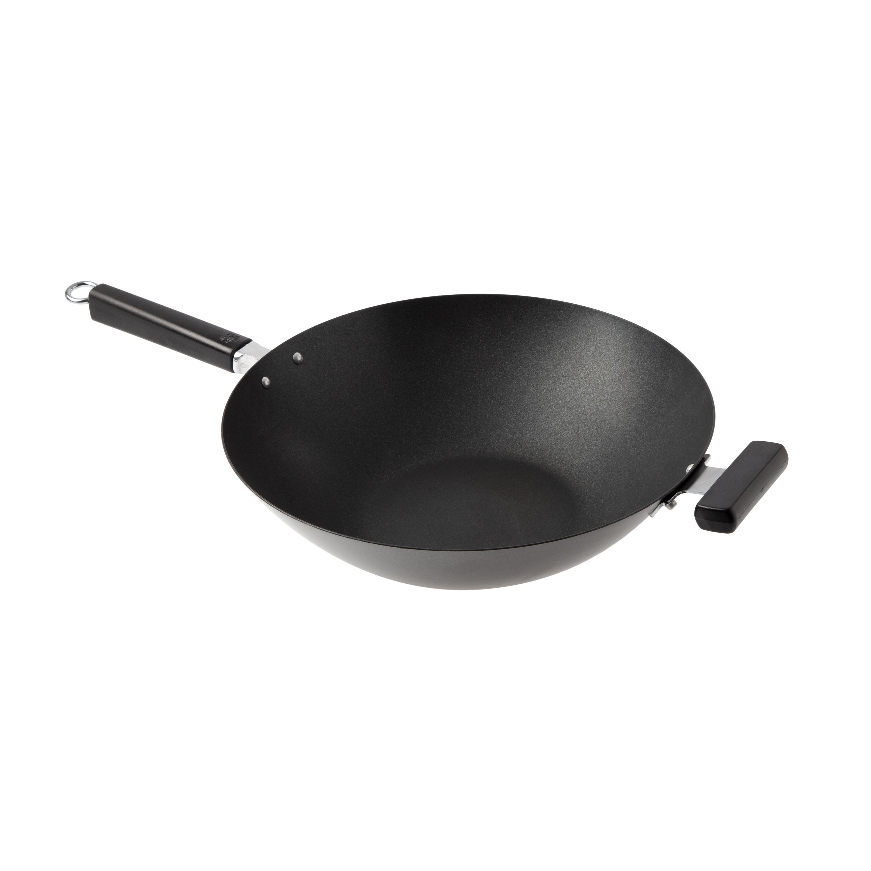 Joyce Chen - Professional Series 14-Inch Carbon Steel Excalibur Nonstick Flat Wok W/Phenolic Handles