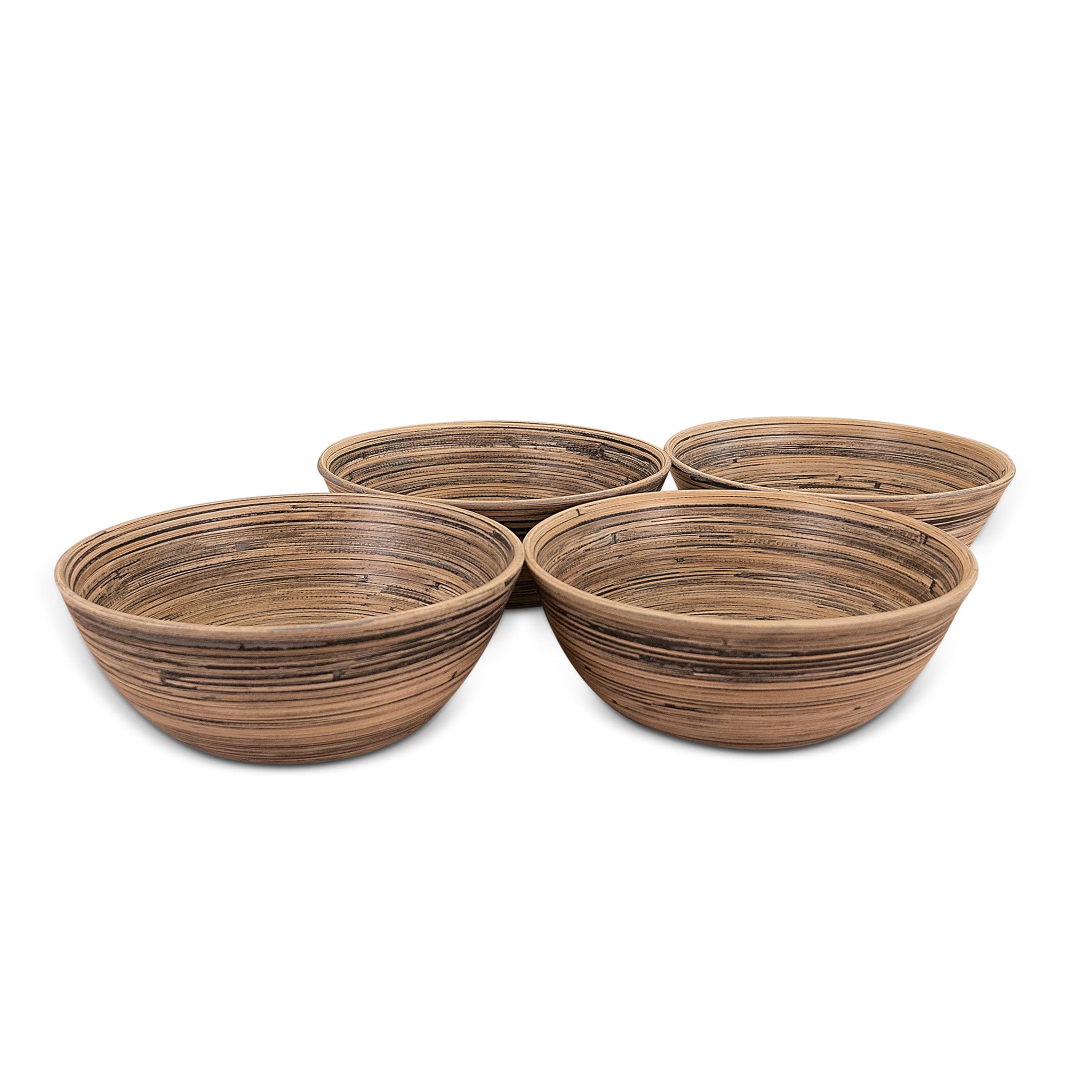 LEXA - Set Of 4 8-Inch Bamboo Salad Bowl - Black Bamboo