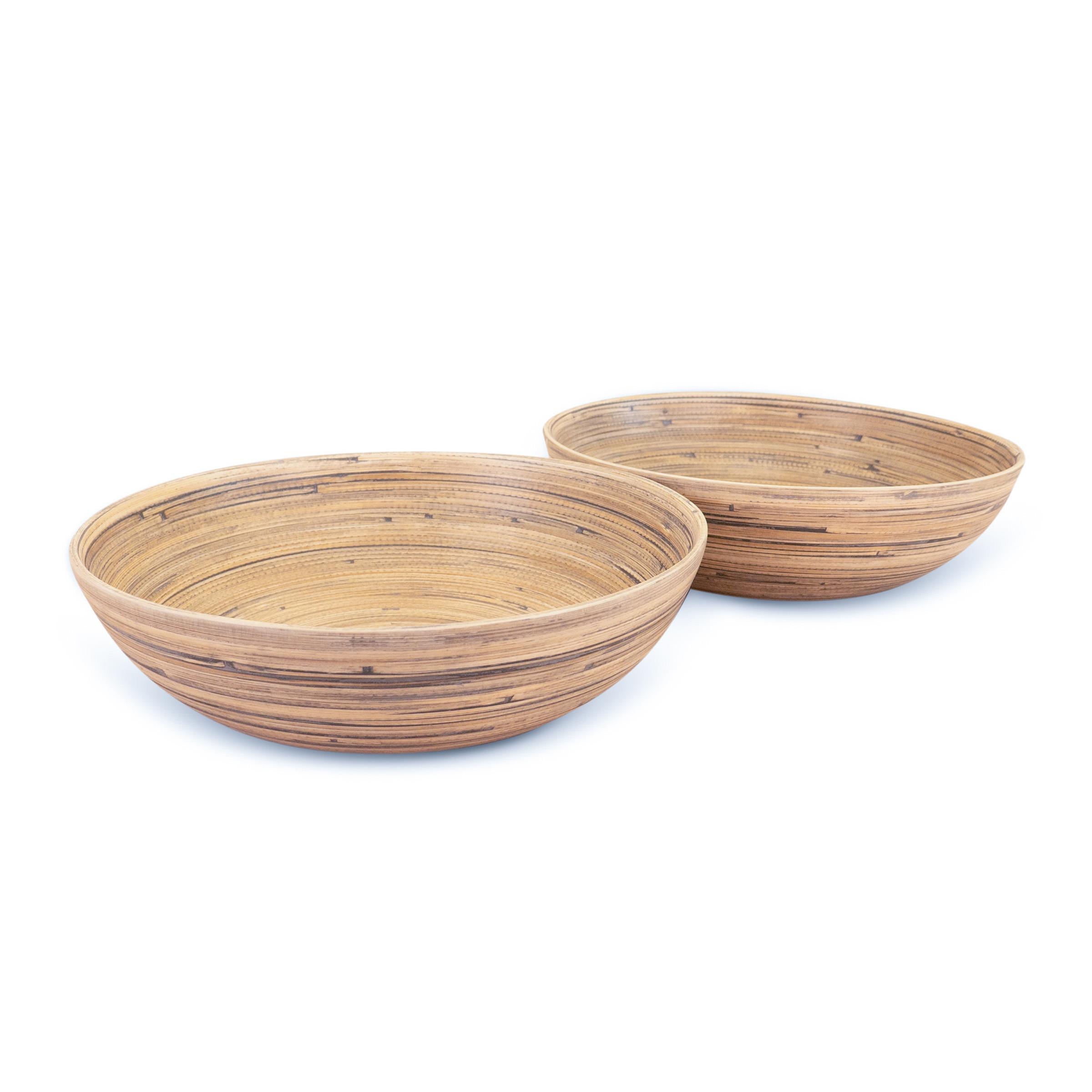 LEXA - Set Of 2 12-Inch Bamboo Salad Bowl - Black Bamboo