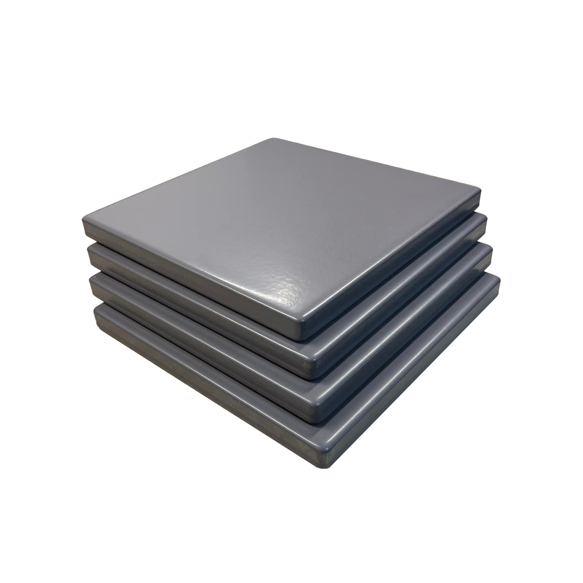Old Stone Pizza Kitchen - 4-Piece Glazed Cordierite Square Pizza Stone Set, Grey