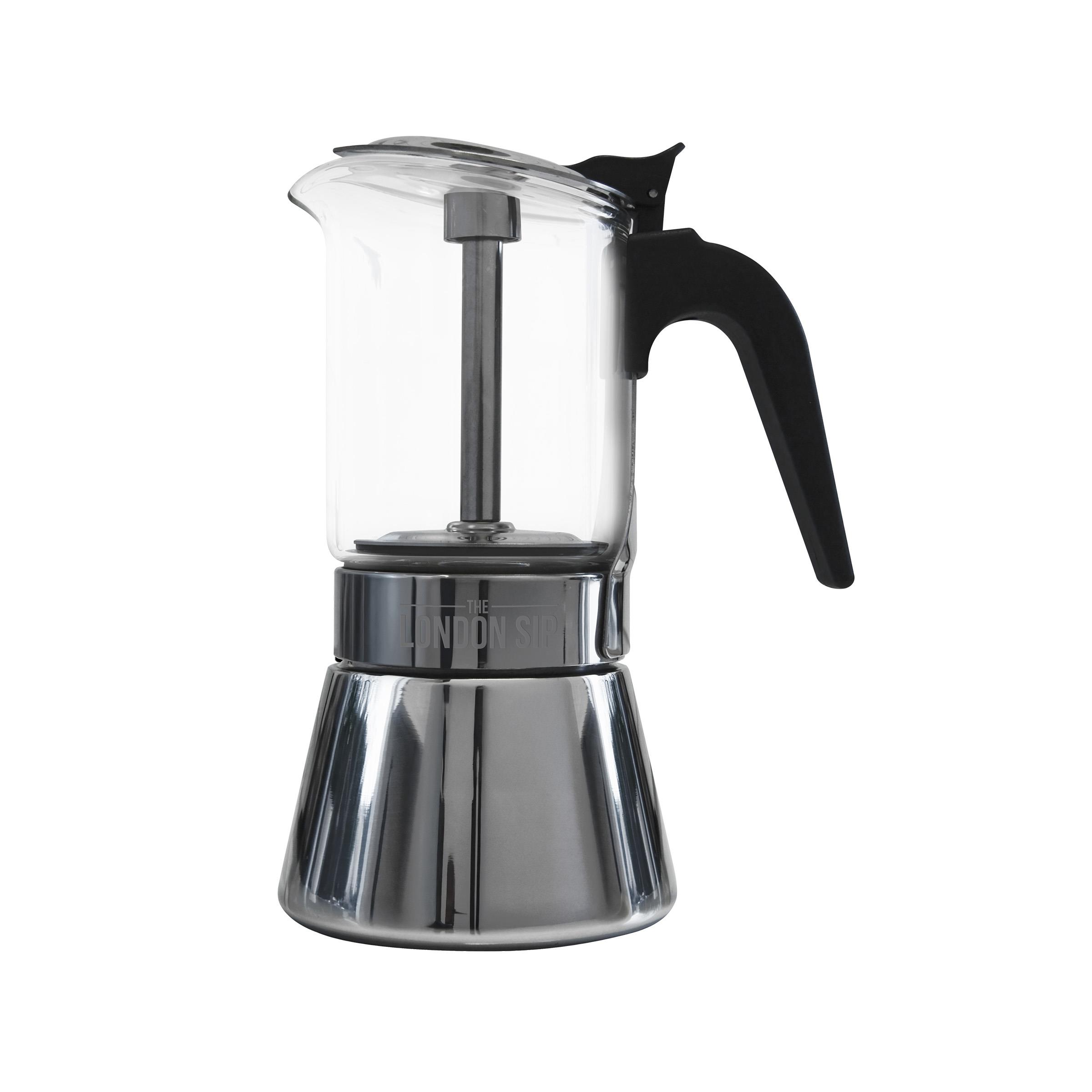London Sip - 6-Cup Stainless Steel Espresso Maker - Glass