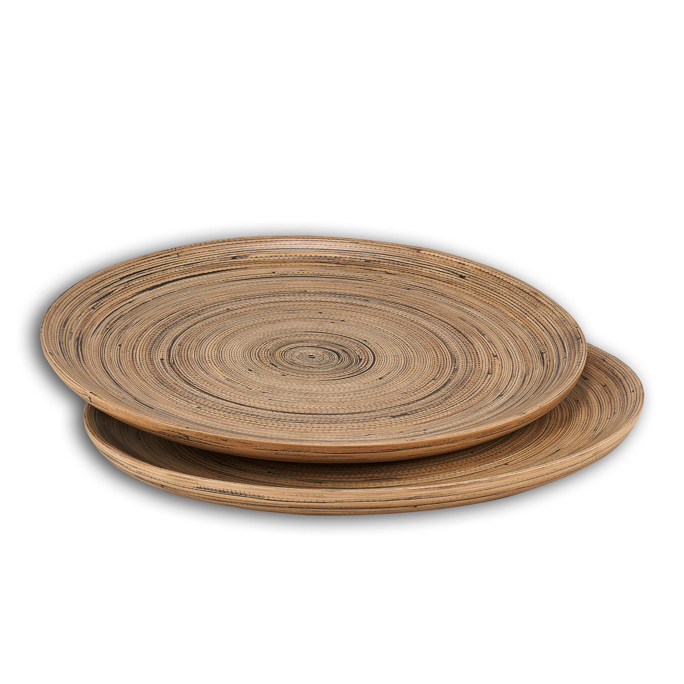 LEXA - 12-Inch Bamboo Serving Tray, Set Of 2 - Black Bamboo