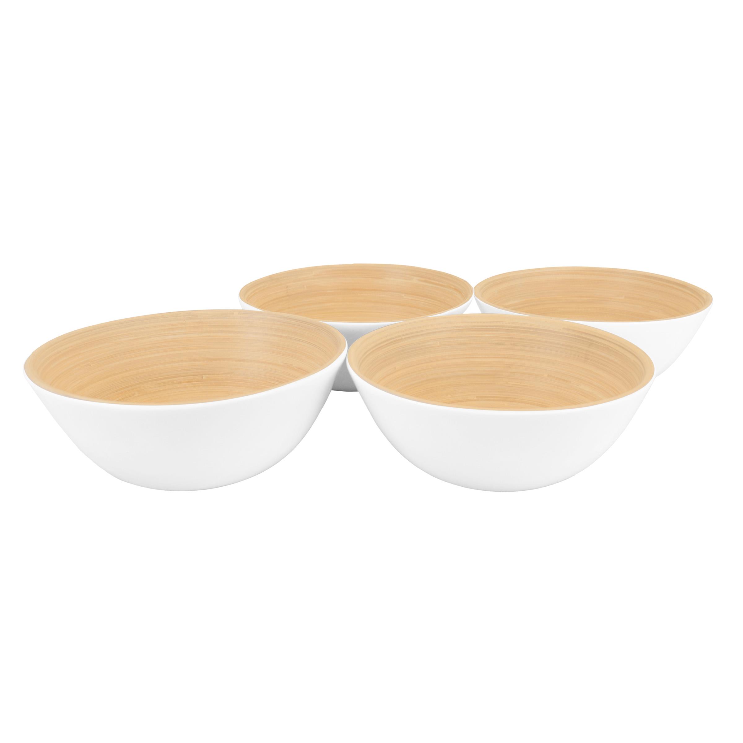 LEXA - Set Of 4 8-Inch Bamboo Salad Bowl - White