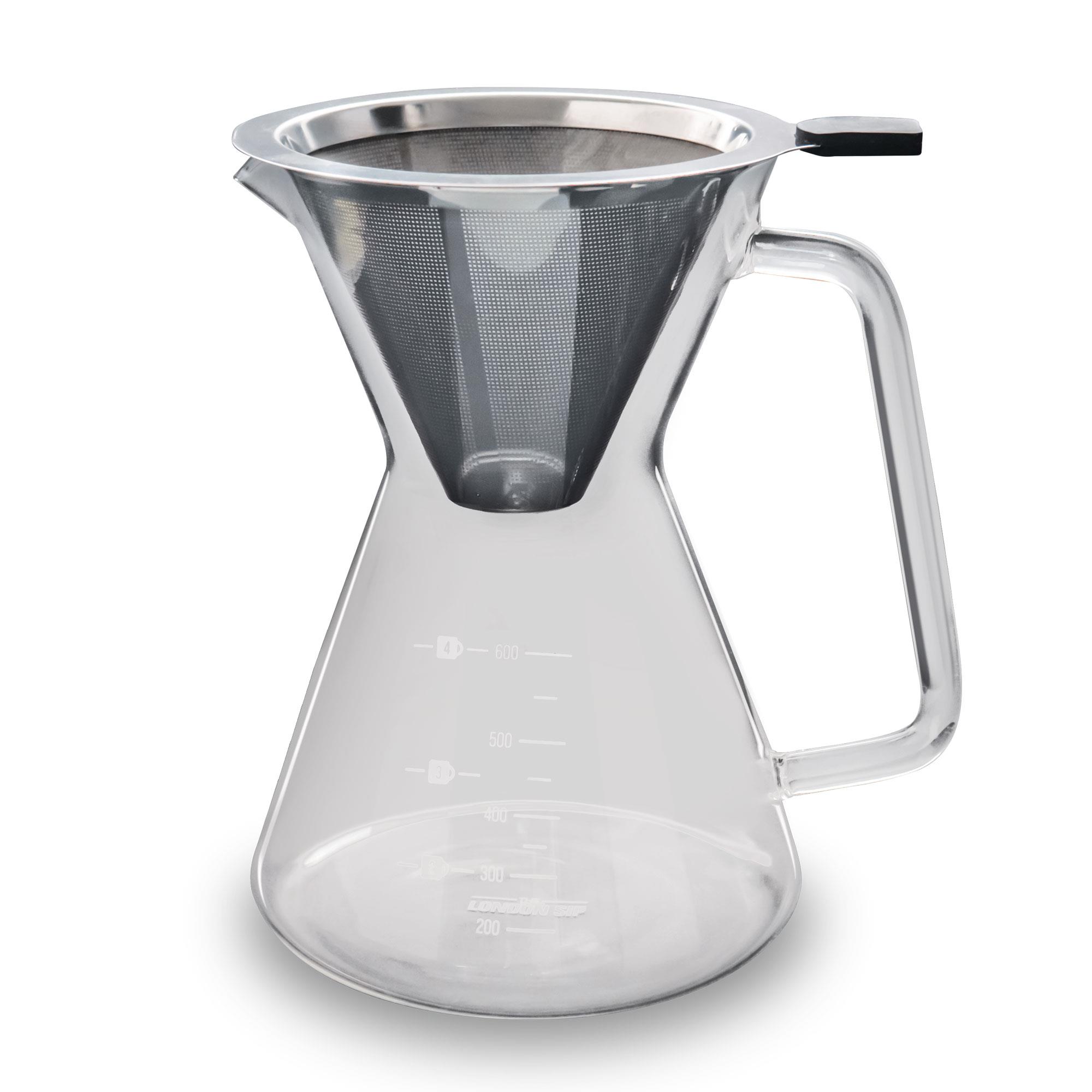 London Sip - Glass Pour Over Carafe W/Reusable Filter, 600ml