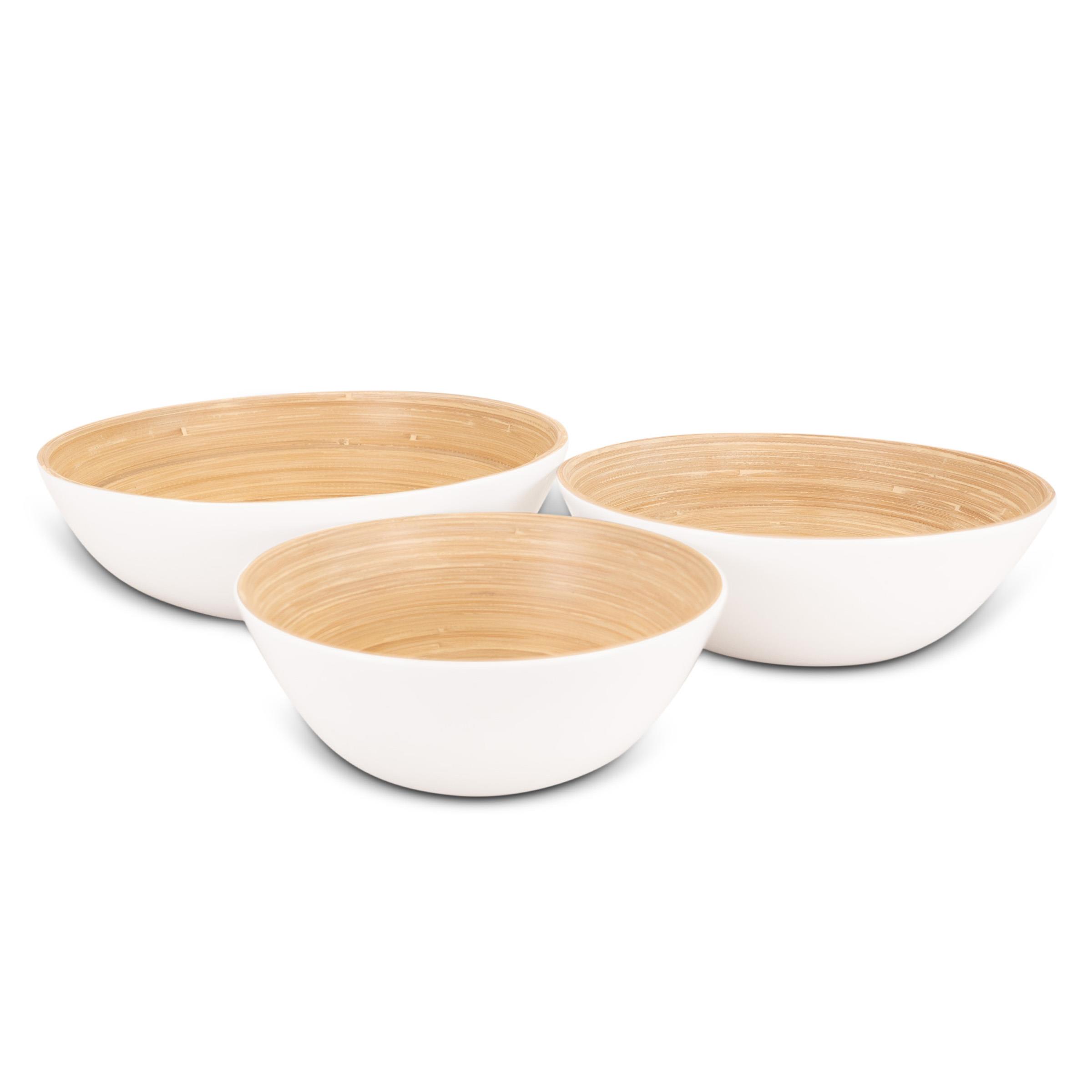 LEXA - 3-Piece Bamboo Bowl Set - White