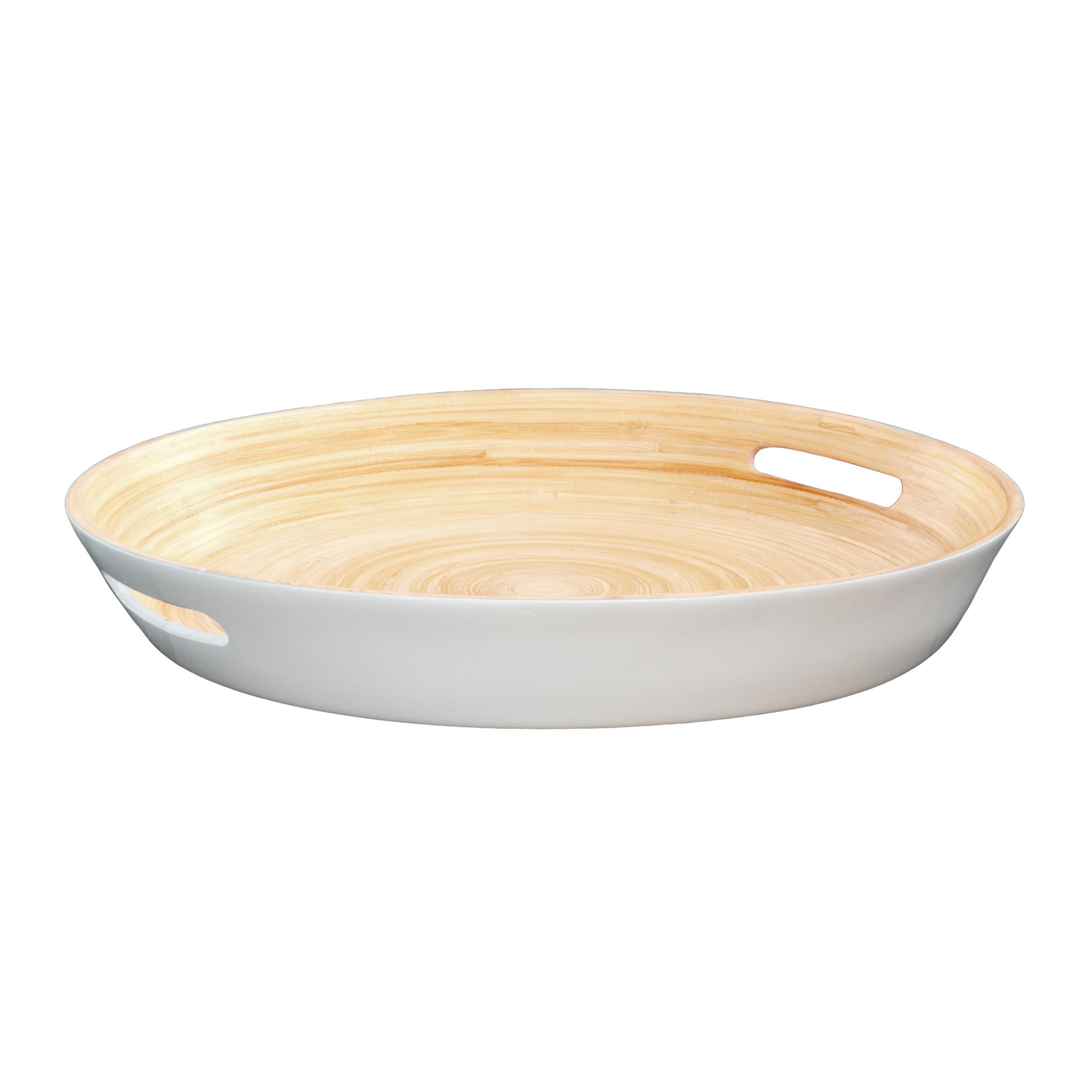 LEXA - 16-Inch Bamboo Serving Tray W/Handles - White