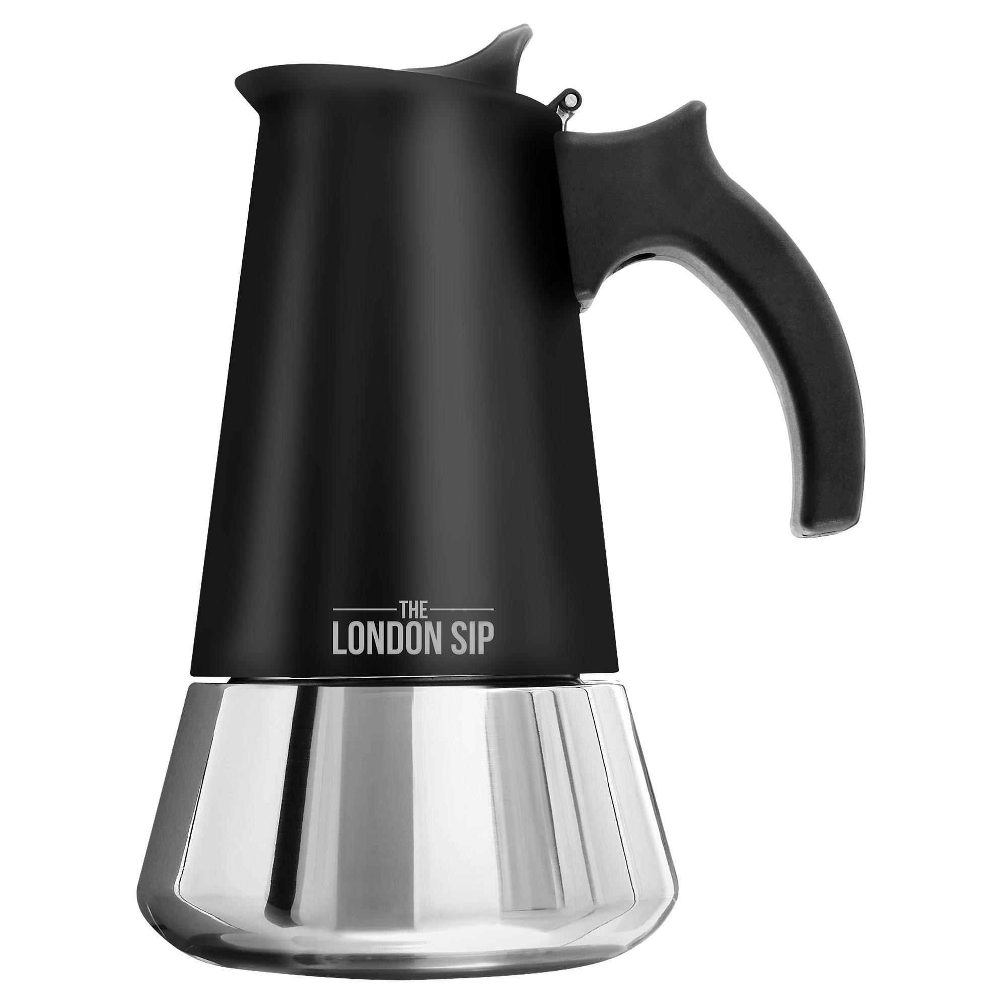 London Sip - Stainless Steel Espresso Maker 3-cup, Matte Black