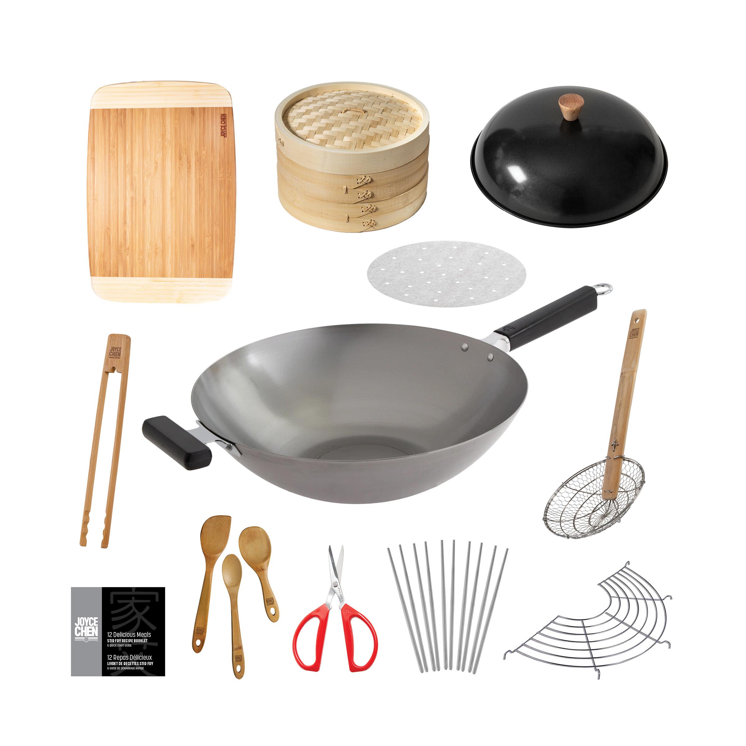 Joyce Chen - 12-Piece Professional Series Uncoated 14-Inch Wok Bundle