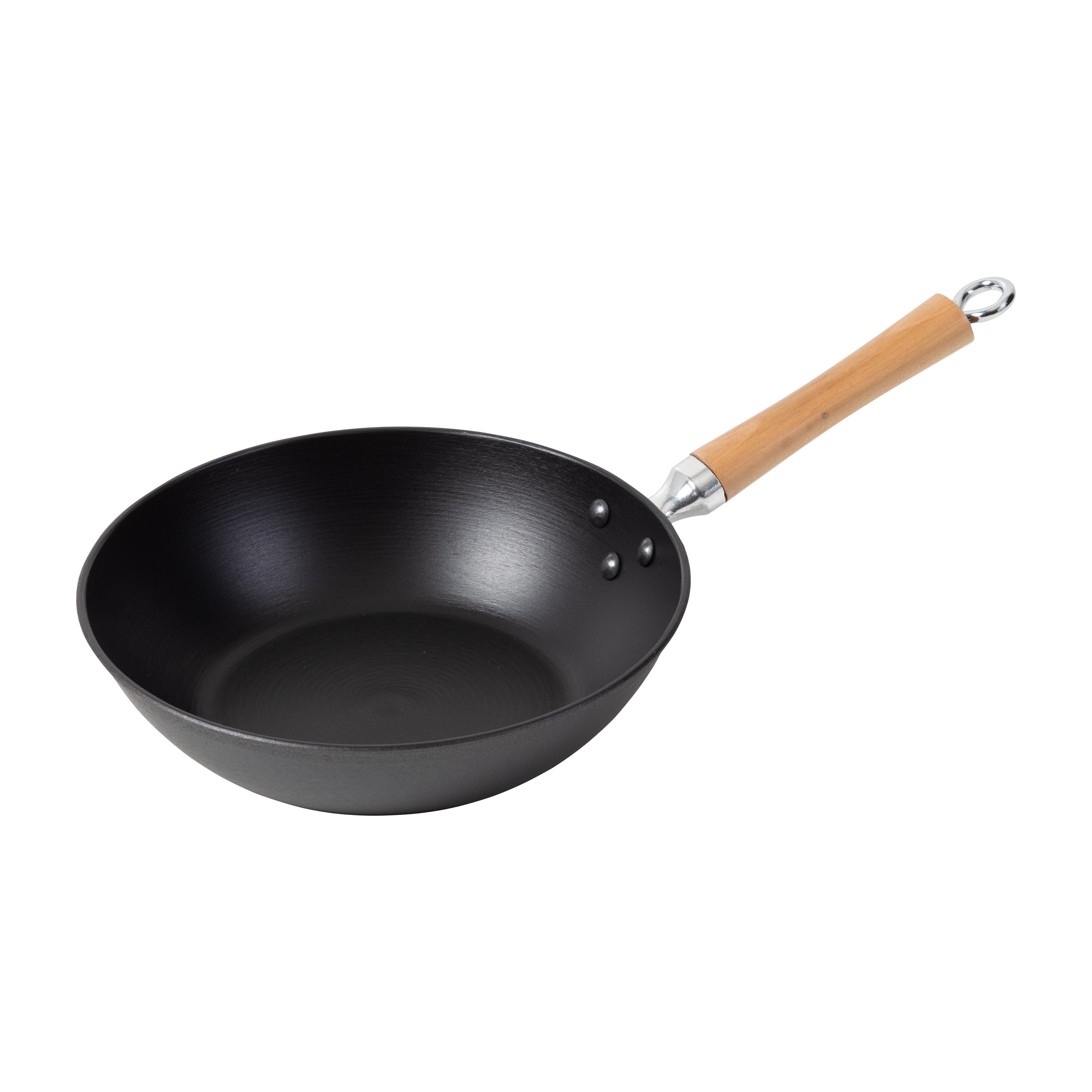 Joyce Chen - Professional Series 11.5-Inch Preseasoned Cast Iron Stir Fry Pan W/Maple Handle