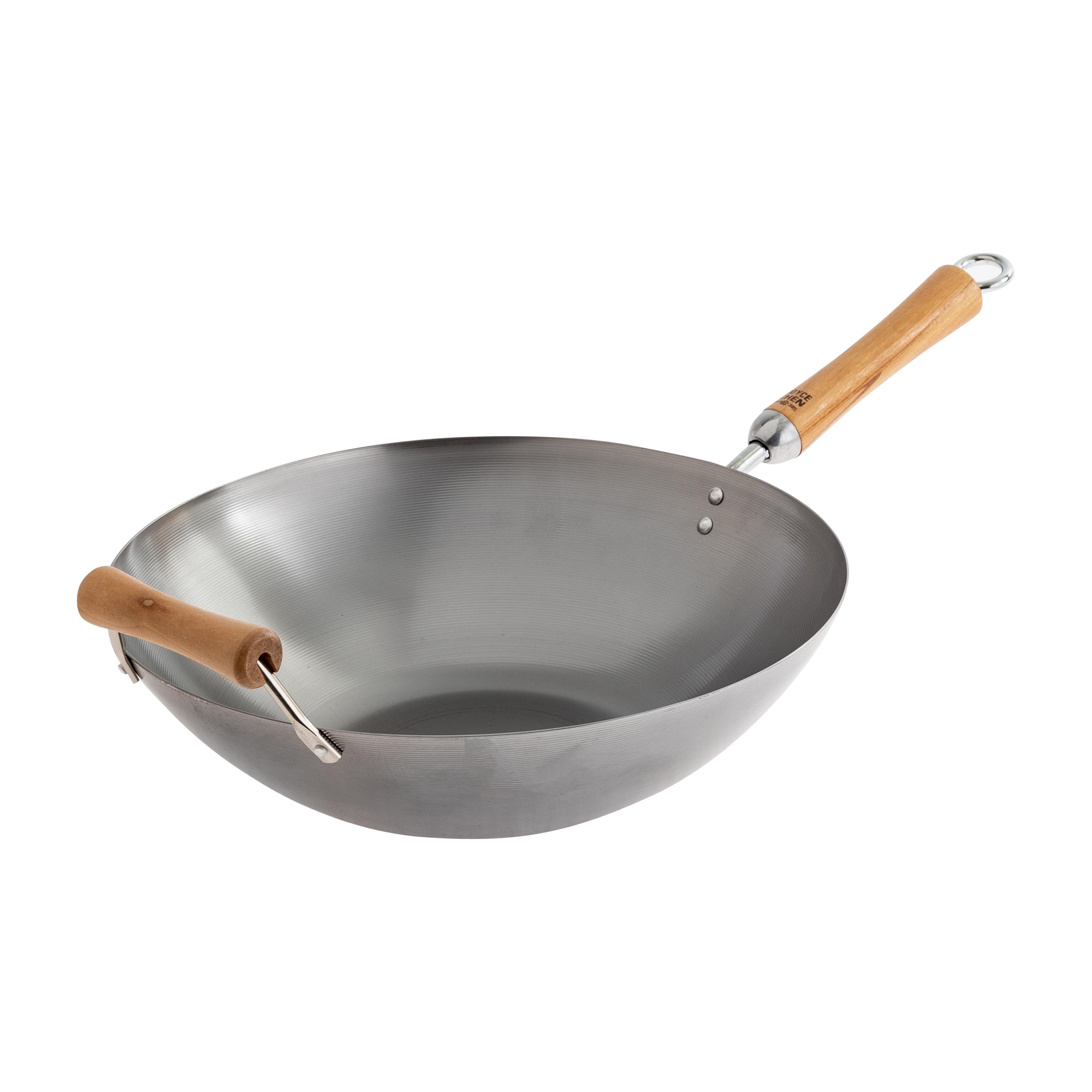 Joyce Chen - Classic Series 14-Inch Uncoated Carbon Steel Flat Bottom Wok W/Birch Handles