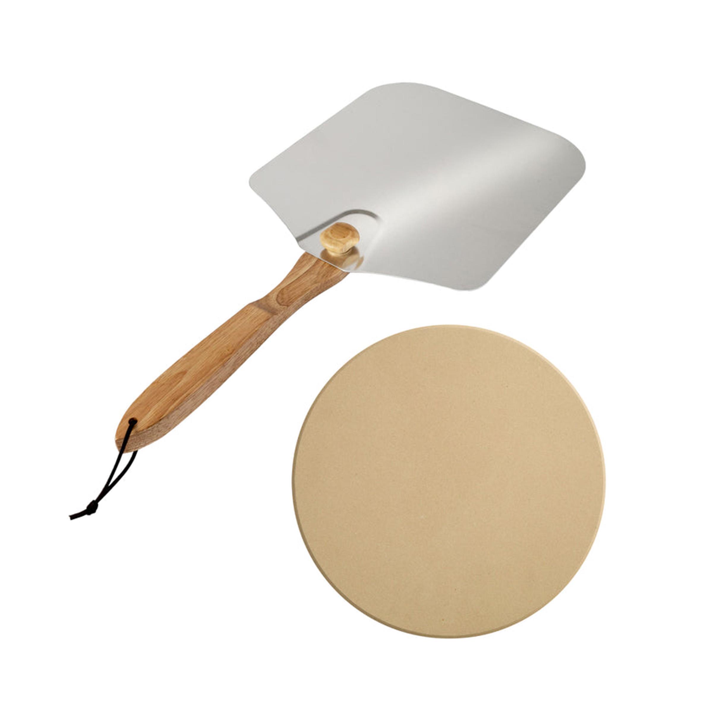 Old Stone Pizza Kitchen - Traditional Pizza Stone & Pizza Peel Bundle
