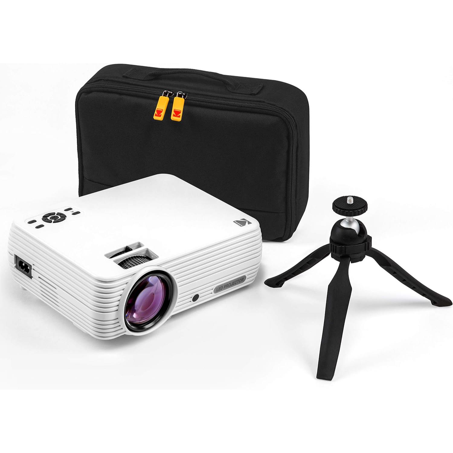 Kodak Flik X7 Home Projector, 1080p Support, Portable 4.0 LED Projector With Tripod & Case