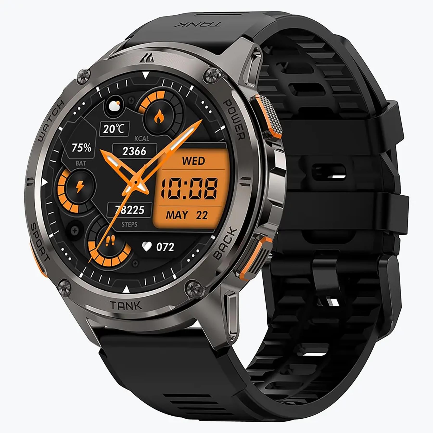 TANK T3 1.43-In. AMOLED Smartwatch With Silicone Band (Black)