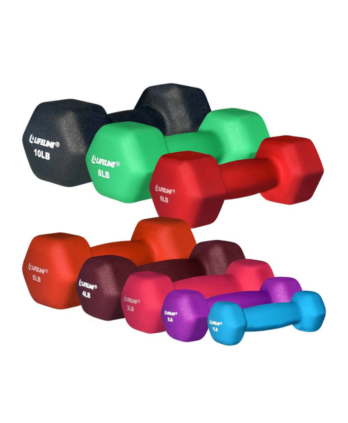 Lifeline Hex Neoprene Dumbbells - Multiple Weights Available